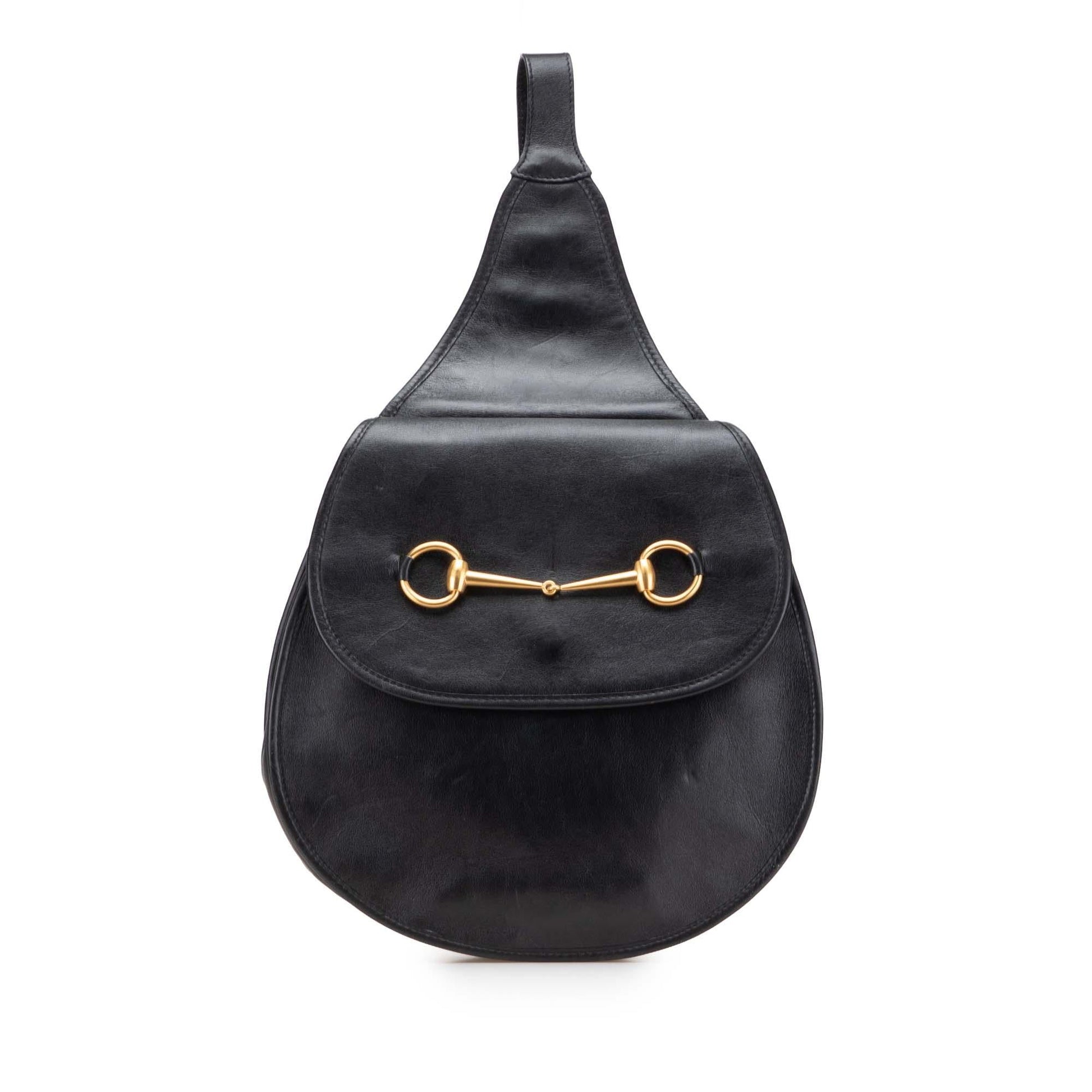 Gucci Horsebit Sling Leather Calf Black Crossbody Bag