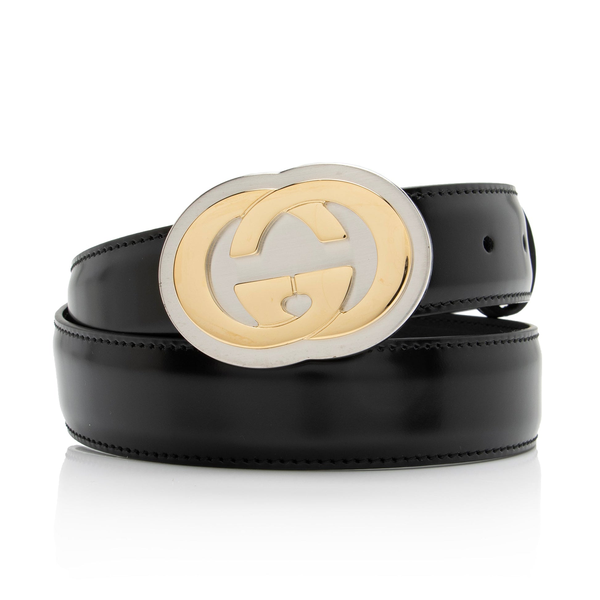 Gucci Interlocking G Belt - Size Leather Black Accessory 80 Shf