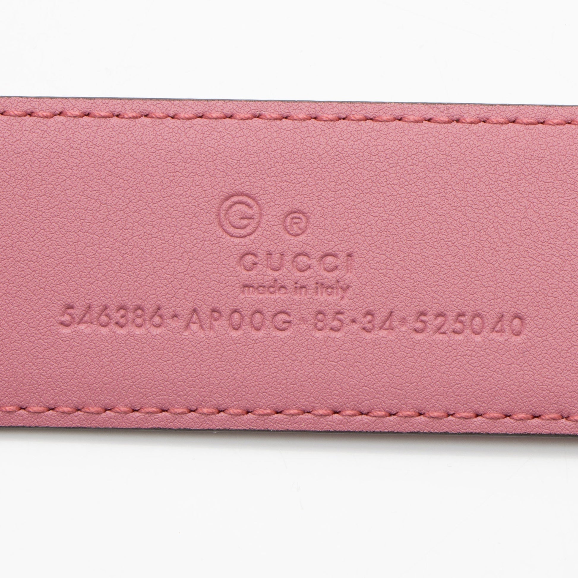Gucci Interlocking G Belt - Size Leather Pink Accessory