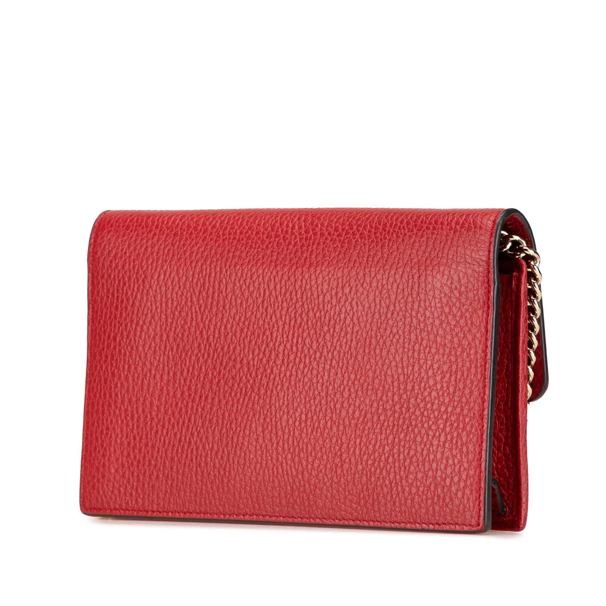 Gucci Interlocking G Dollar Wallet on Leather Calf Red Chain Crossbody Bag On Chain