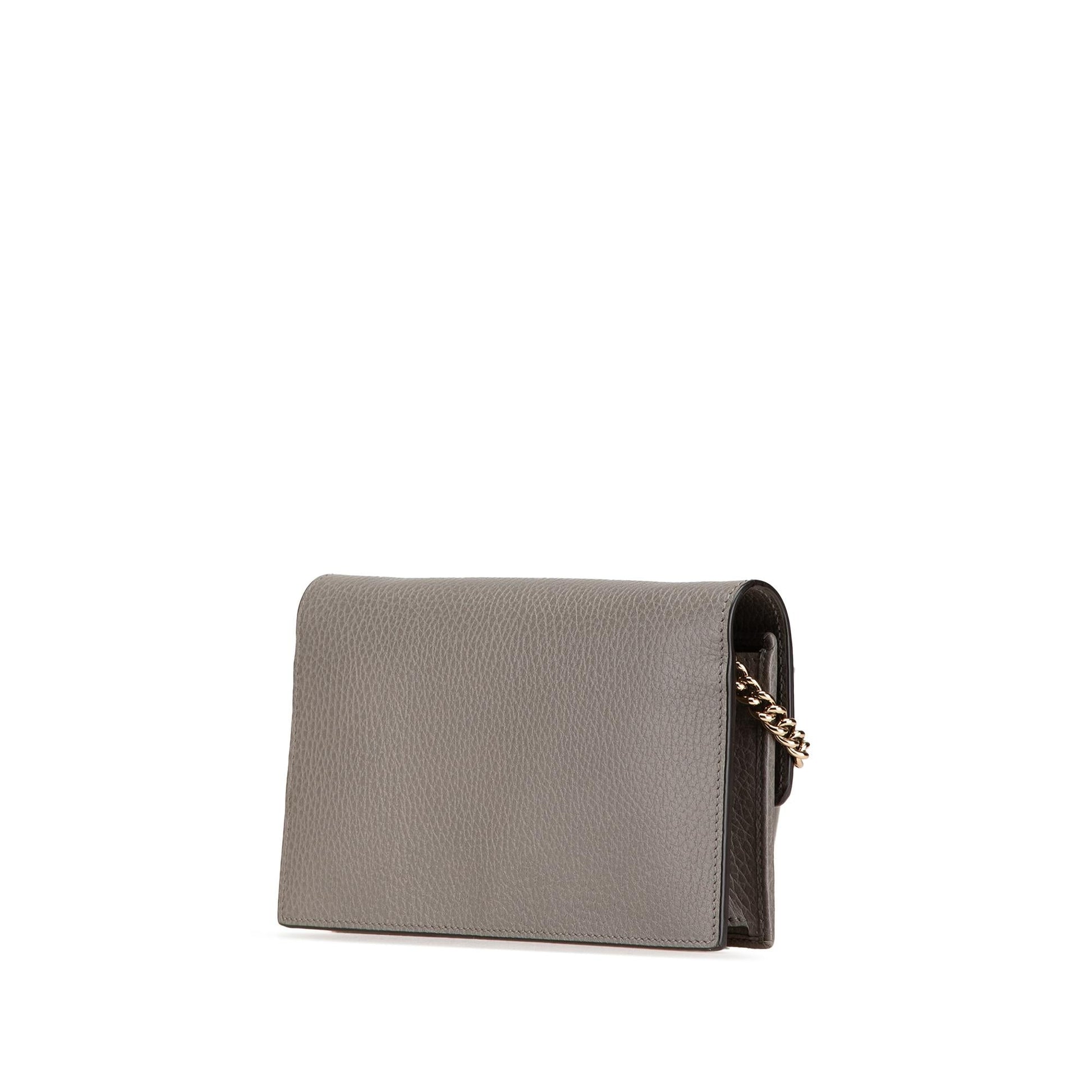 Gucci Interlocking G Dollar Wallet on Leather Calf Grey Chain Crossbody Bag Chain 1
