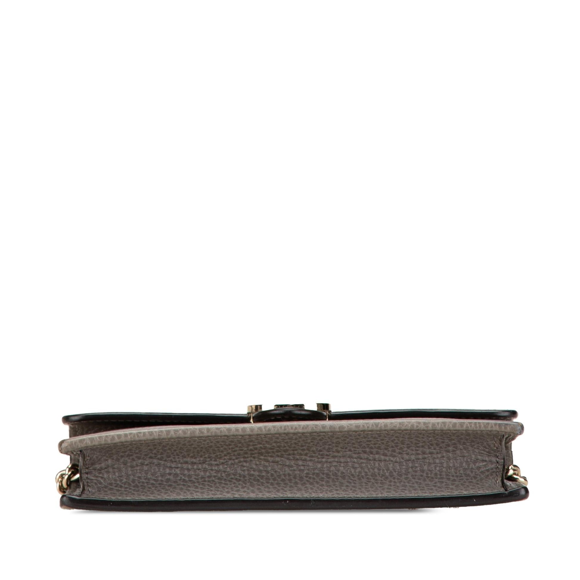 Gucci Interlocking G Dollar Wallet on Leather Calf Grey Chain Crossbody Bag Chain 2