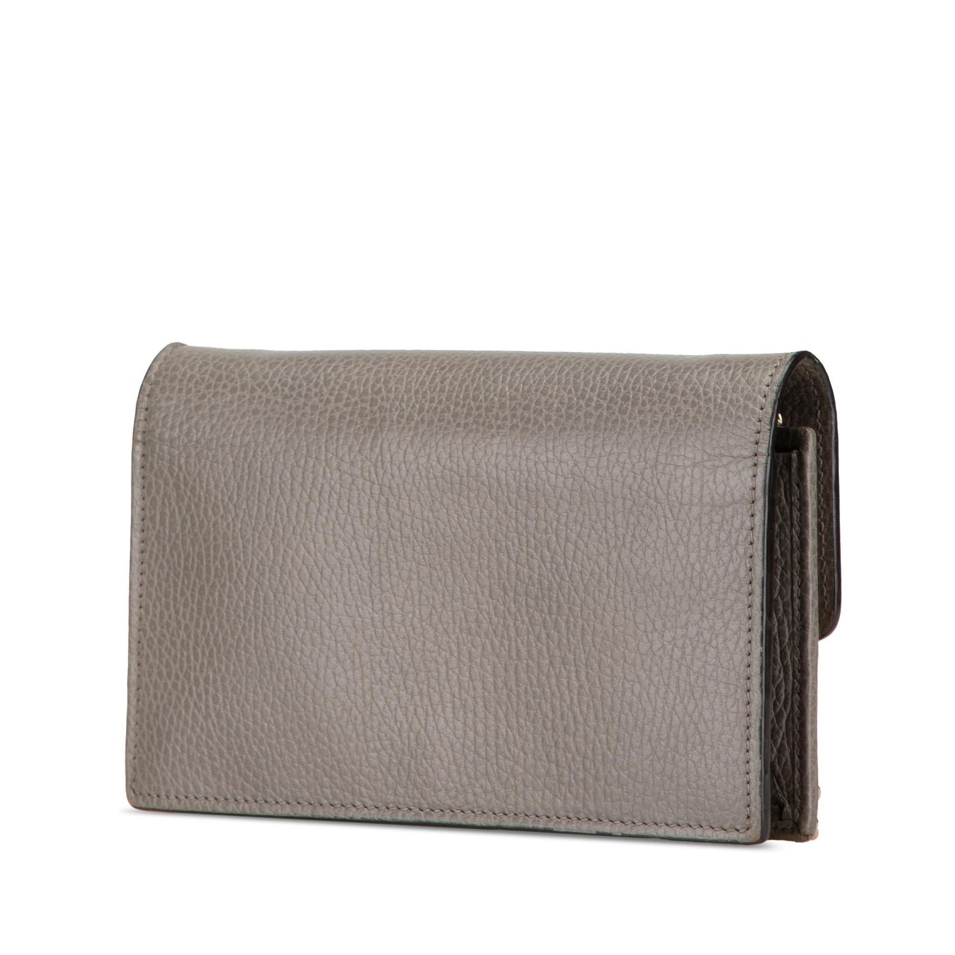 Gucci Interlocking G Dollar Wallet on Leather Calf Grey Chain Crossbody Bag Chain 2