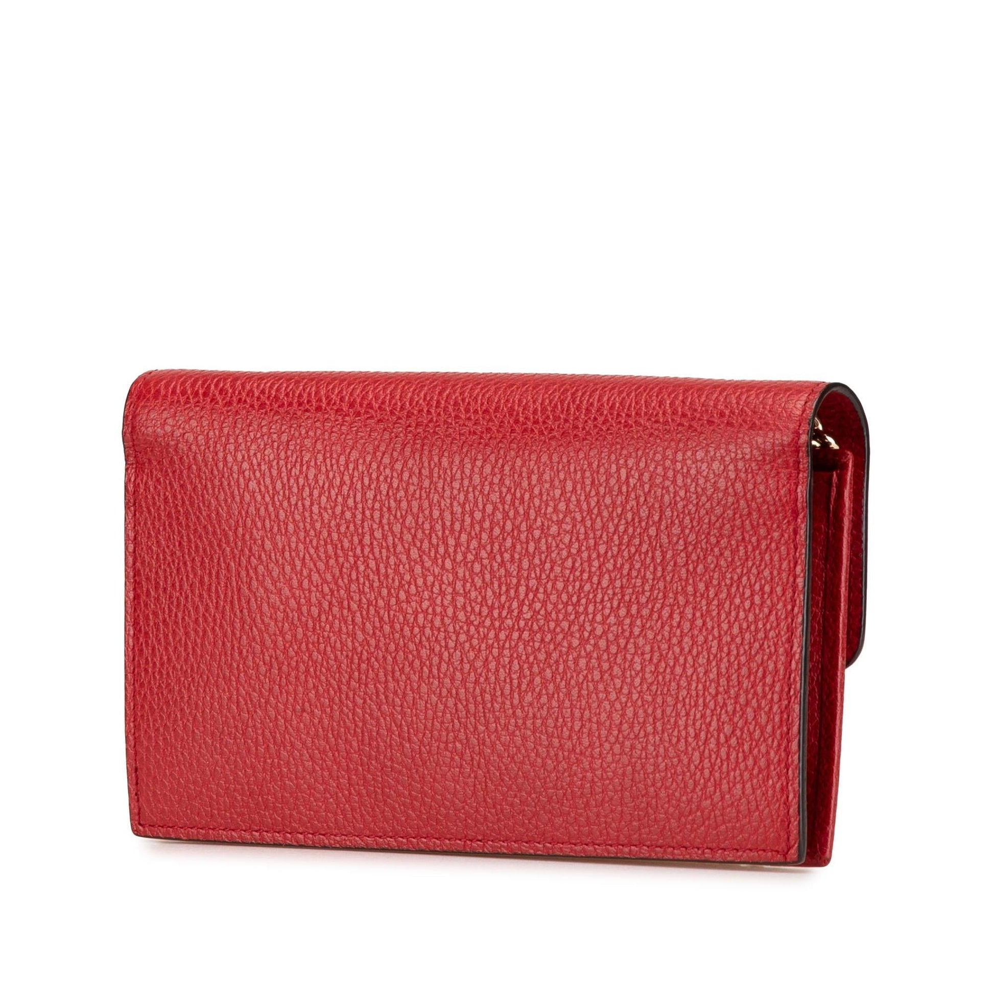 Gucci Interlocking G Dollar Wallet on Leather Calf Red Chain Crossbody Bag Chain 3