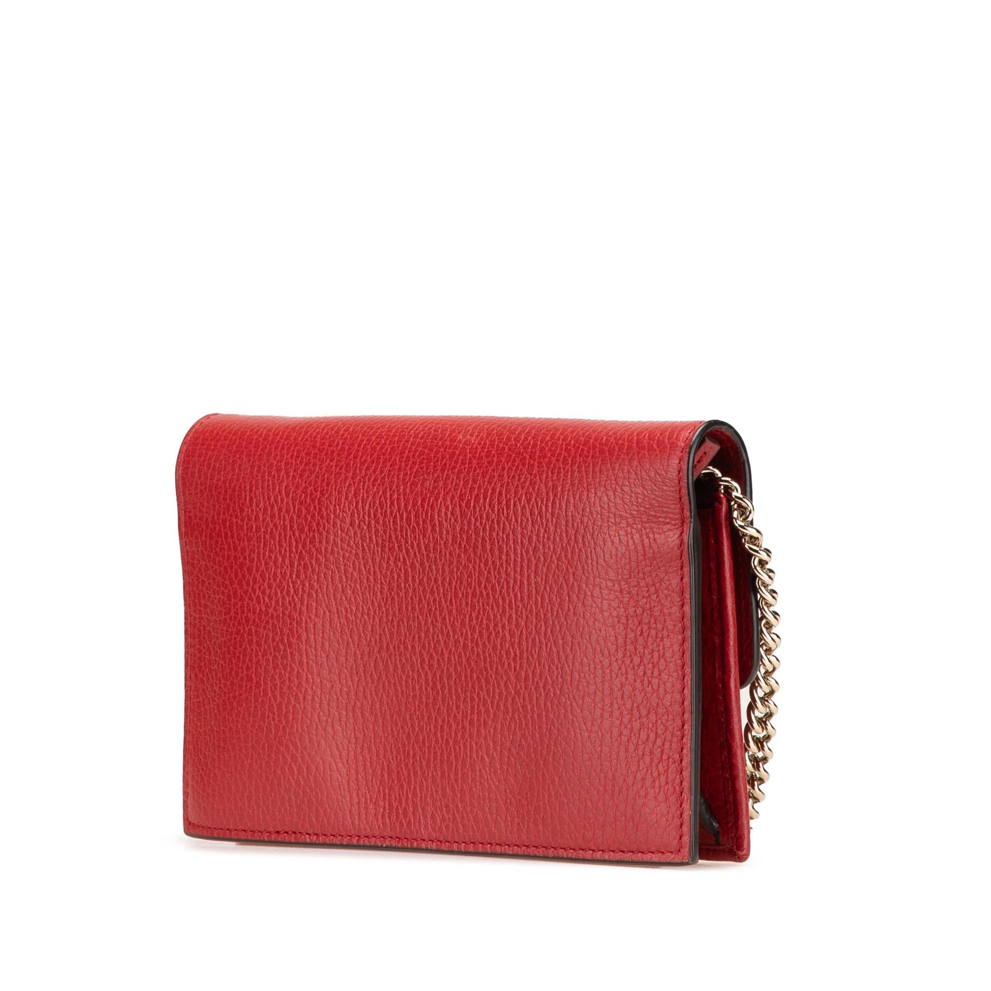 Gucci Interlocking G Dollar Wallet on Leather Calf Red Chain Crossbody Bag Chain 4