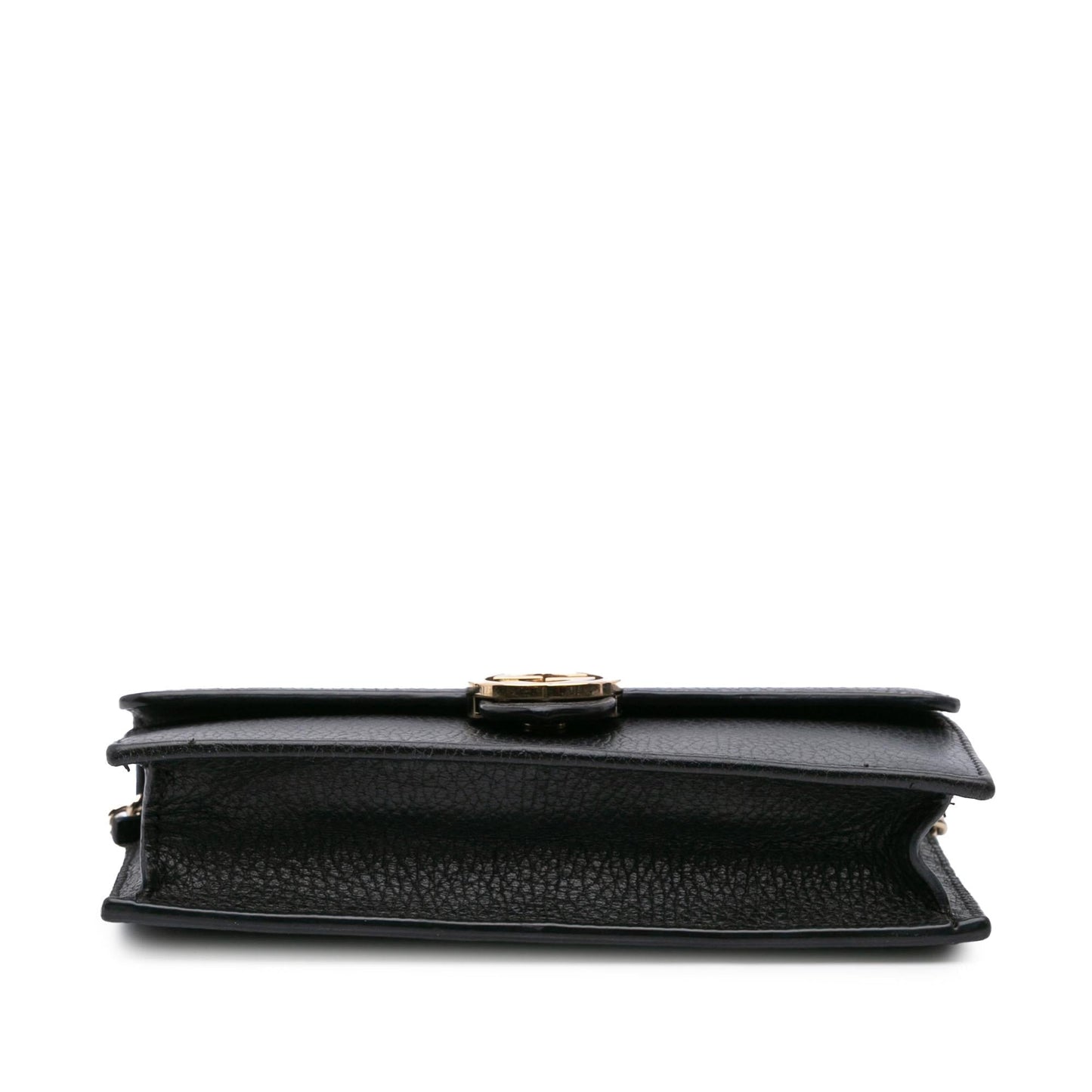 Gucci Interlocking G Dollar Wallet on Leather Calf Black Chain Crossbody Bag