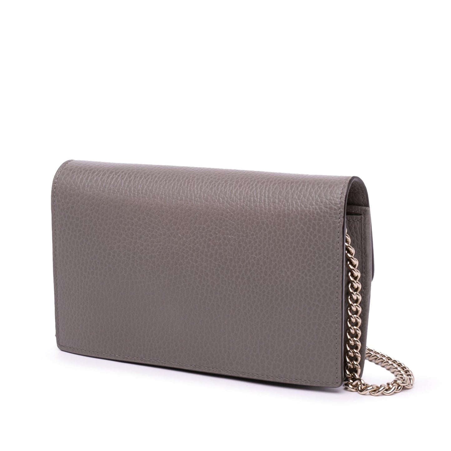 Gucci Interlocking G Dollar Wallet on Leather Calf Grey Chain Crossbody Bag