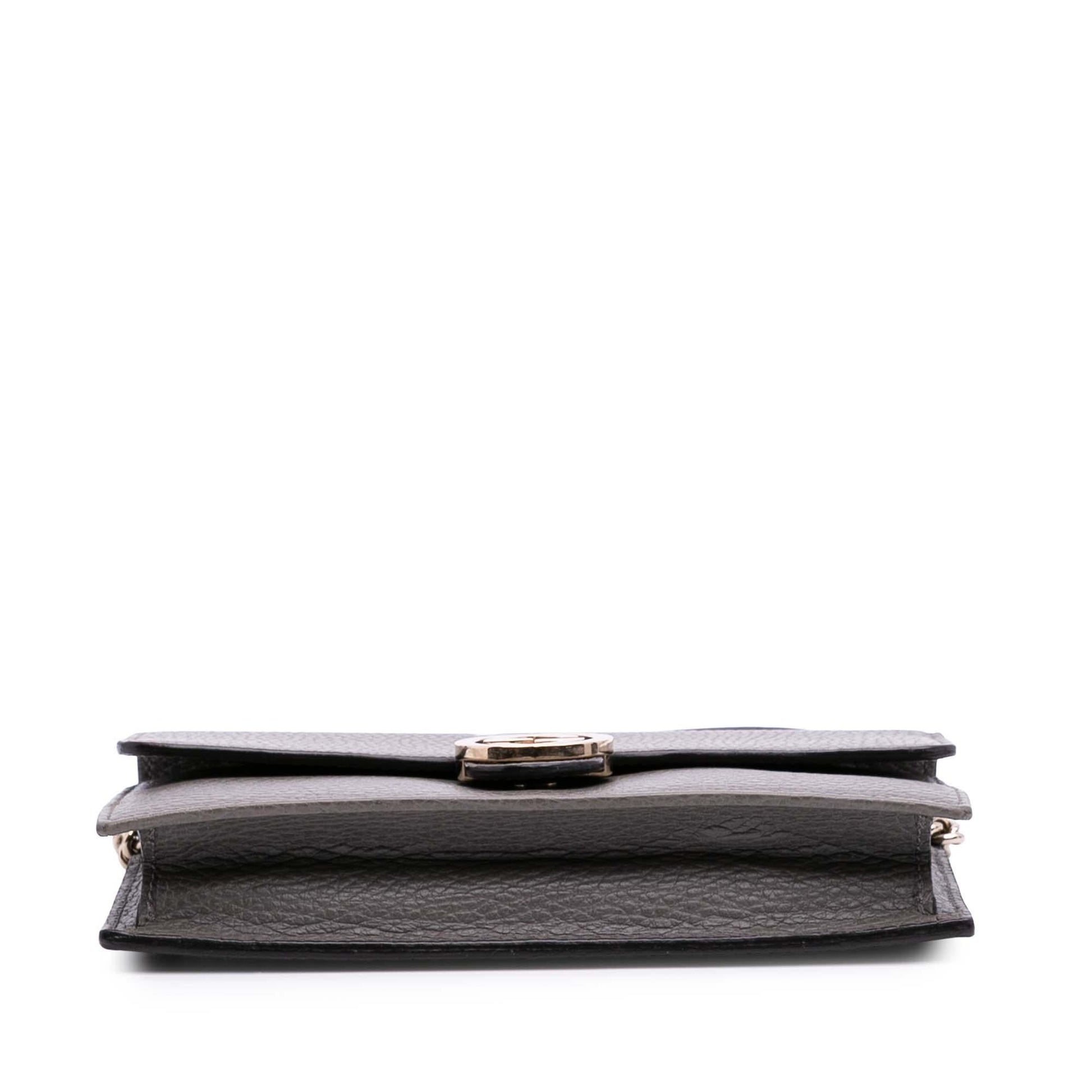 Gucci Interlocking G Dollar Wallet on Leather Calf Grey Chain Crossbody Bag Chain 8