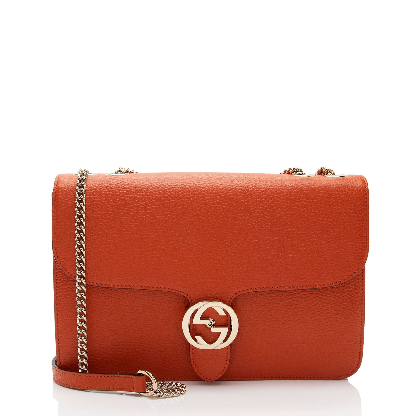 Gucci Interlocking G SHF-CvvGnm Leather Calfskin Orange Medium Crossbody Bag