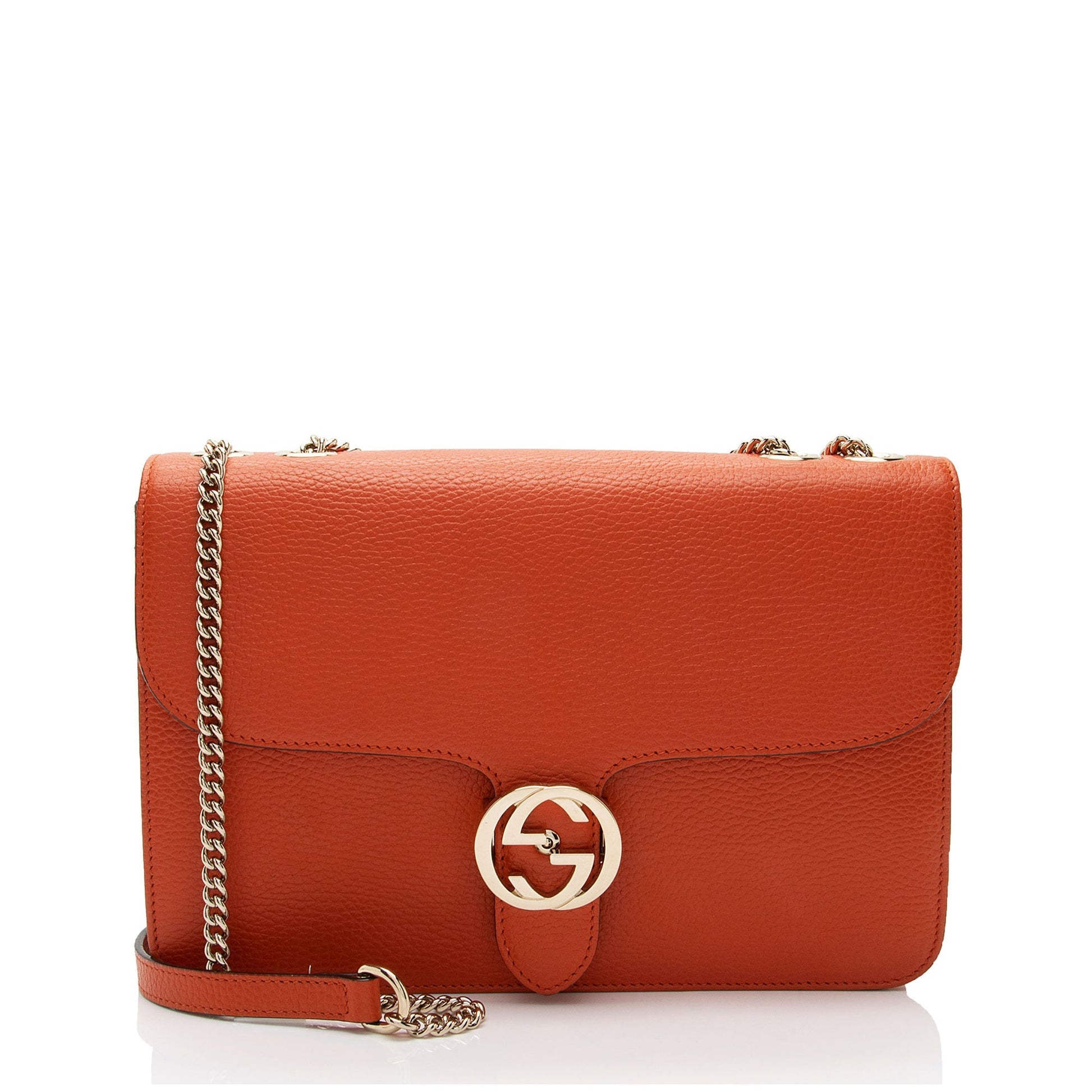 Gucci Interlocking G SHF-CvvGnm Leather Calfskin Orange Medium Crossbody Bag