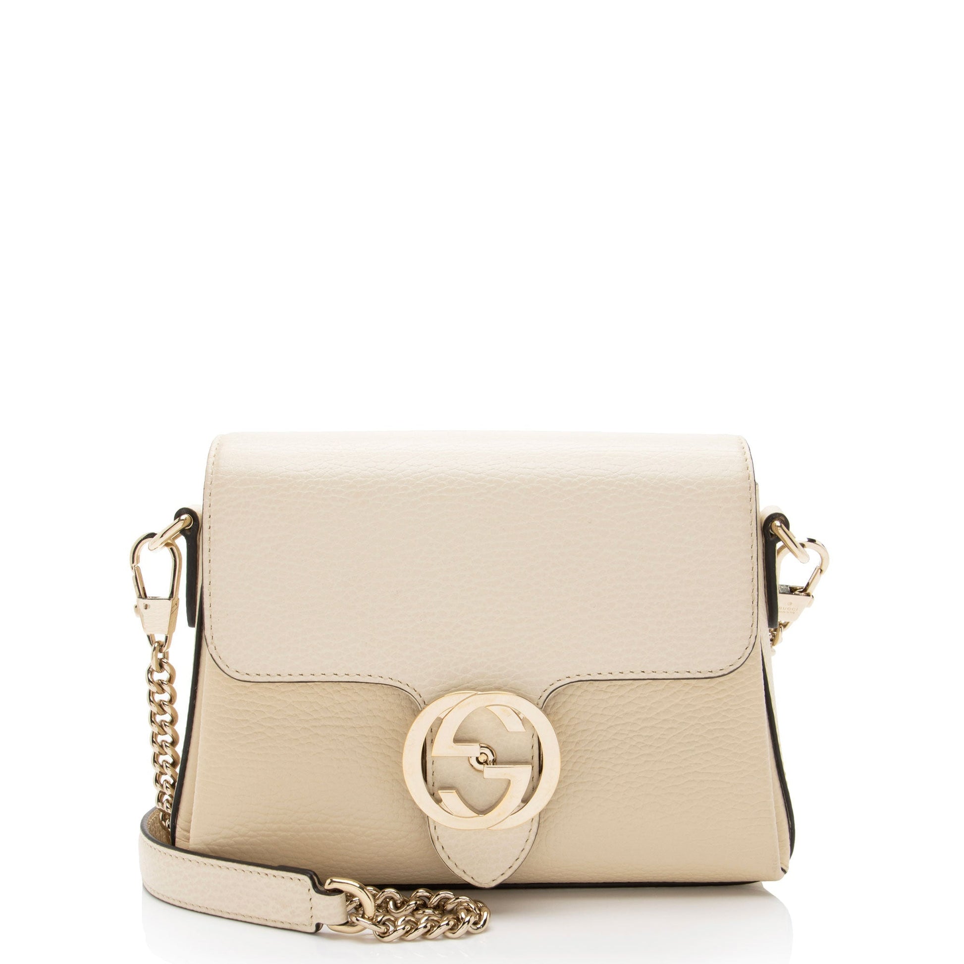 Gucci Interlocking G Leather Calfskin Beige Small Crossbody Bag
