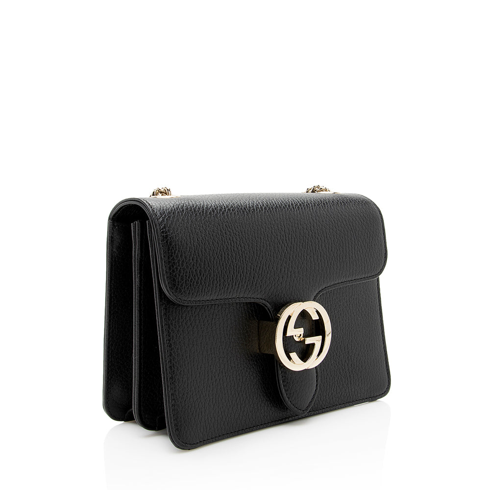 Gucci Interlocking G SHF Leather Black Small Crossbody Bag