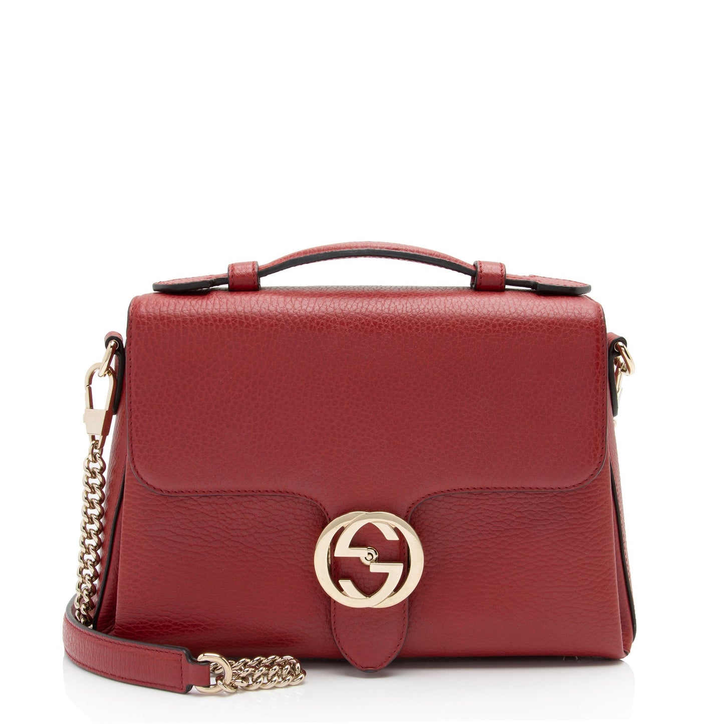 Gucci Interlocking G Top Handle Leather Calfskin Red Small Crossbody Bag