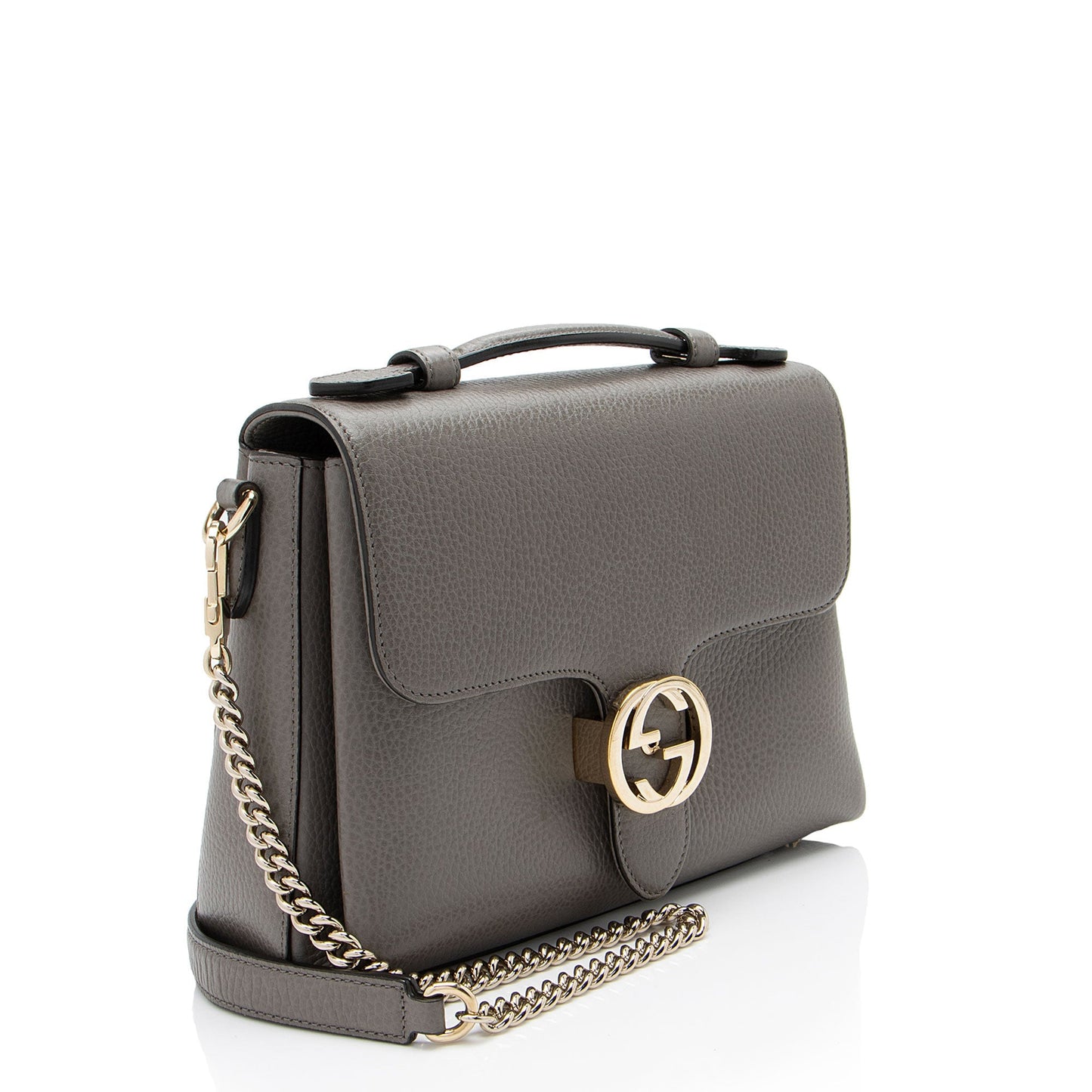 Gucci Interlocking G SHF-ug7uku Leather Grey Small Top Handle Shoulder Bag