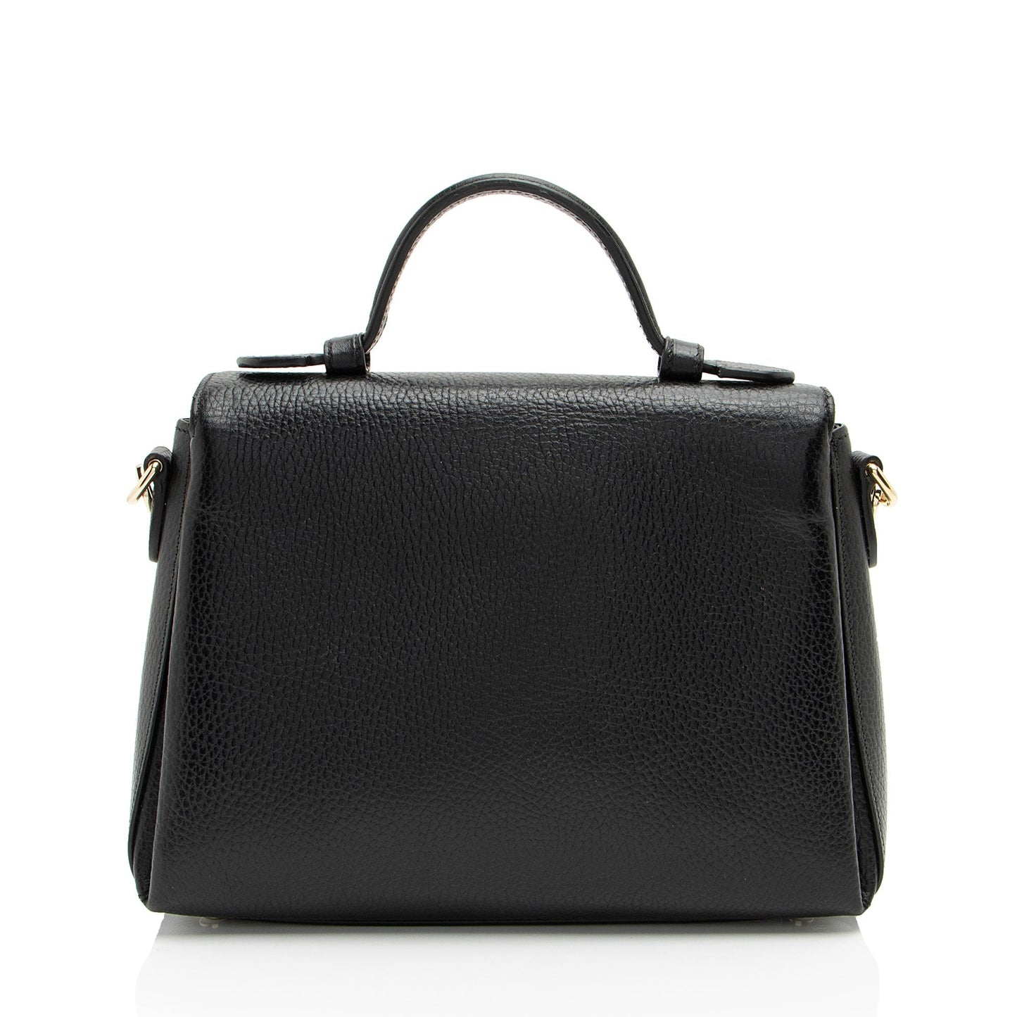 Gucci Interlocking G SHF-WY9c47 Leather Black Small Top Handle Satchel Bag