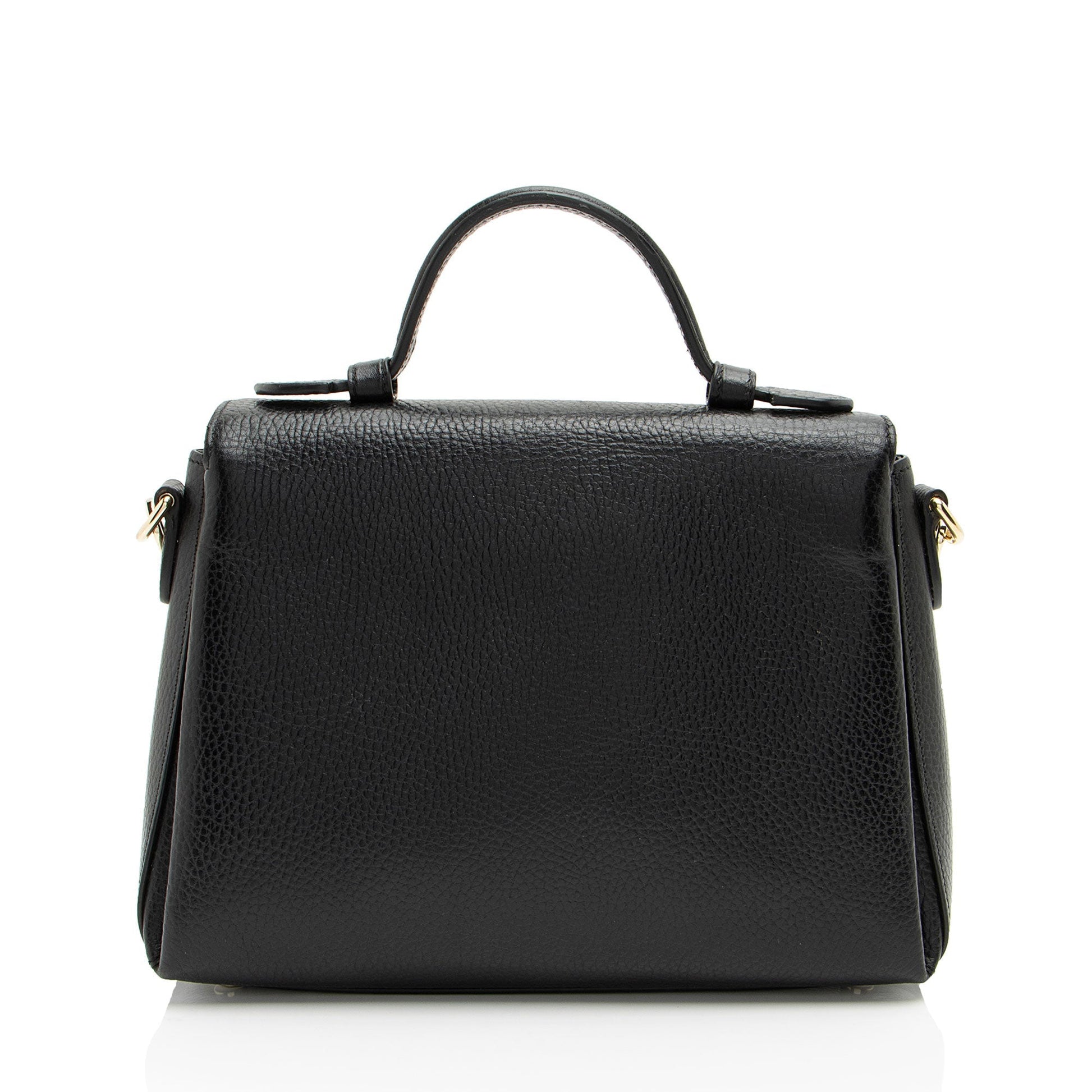 Gucci Interlocking G SHF-WY9c47 Leather Black Small Top Handle Satchel Bag