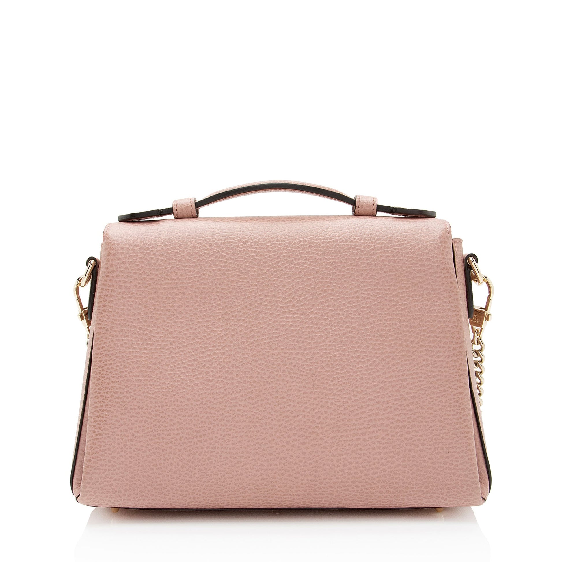 Gucci Interlocking G SHF-WEVYEv Leather Pink Small Top Handle Satchel Bag