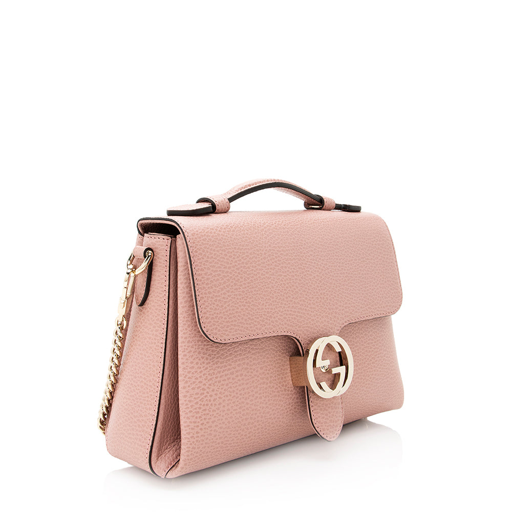 Gucci Interlocking G SHF Leather Pink Top Handle Shoulder Bag
