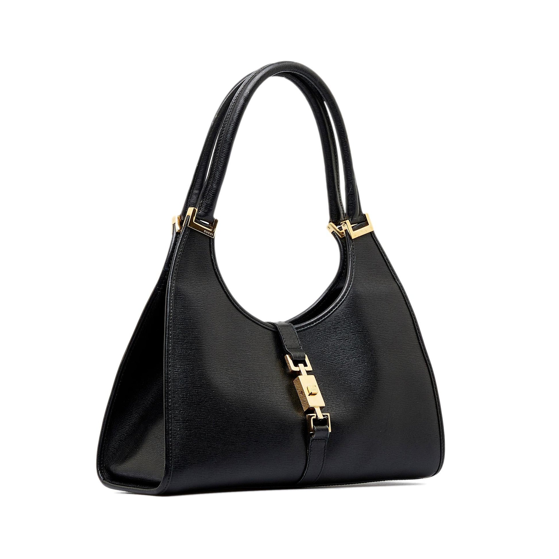 Gucci Jackie Bardot SHG-KlHlGu Leather Calf Black Shoulder Bag