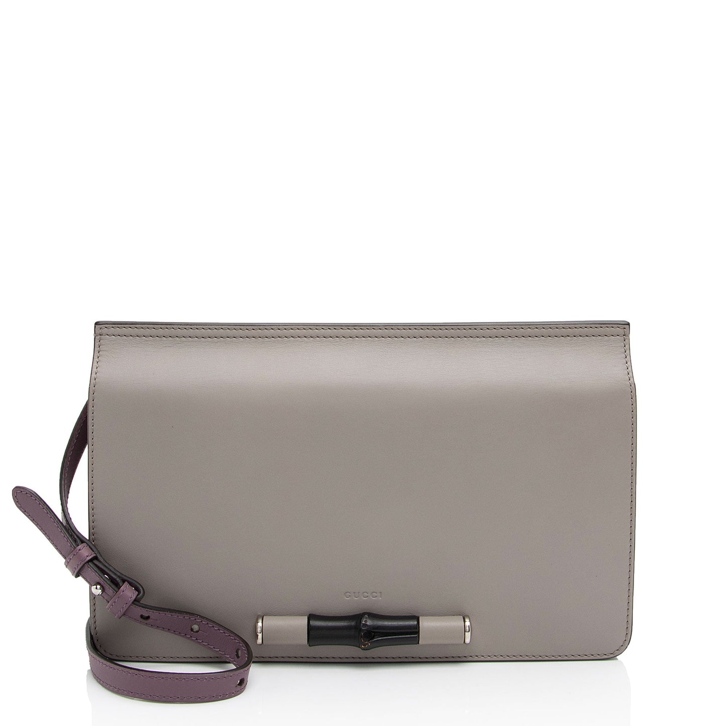 Gucci Bamboo Lady SHF-6NL7df Leather Grey Shoulder Bag