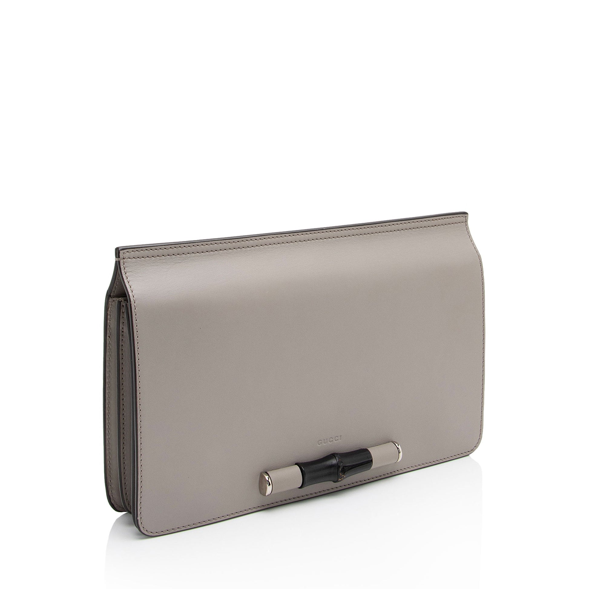 Gucci Bamboo Lady SHF-6NL7df Leather Grey Shoulder Bag