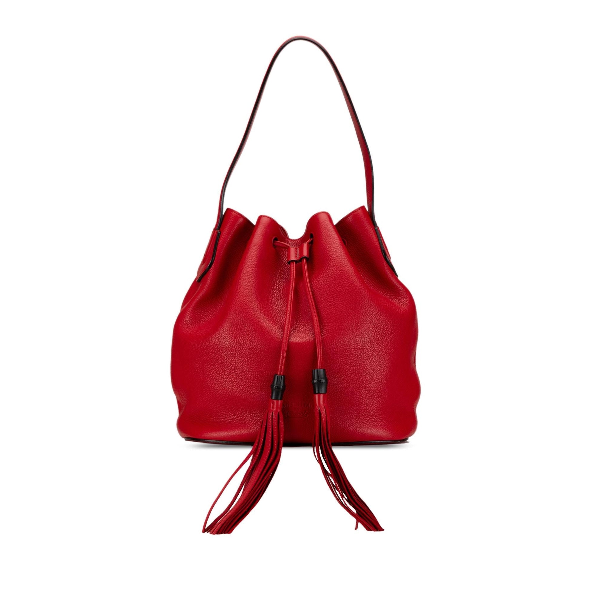 Gucci Lady Tassel SHG-uZdZdK Leather Calf Red Bucket Shoulder Bag
