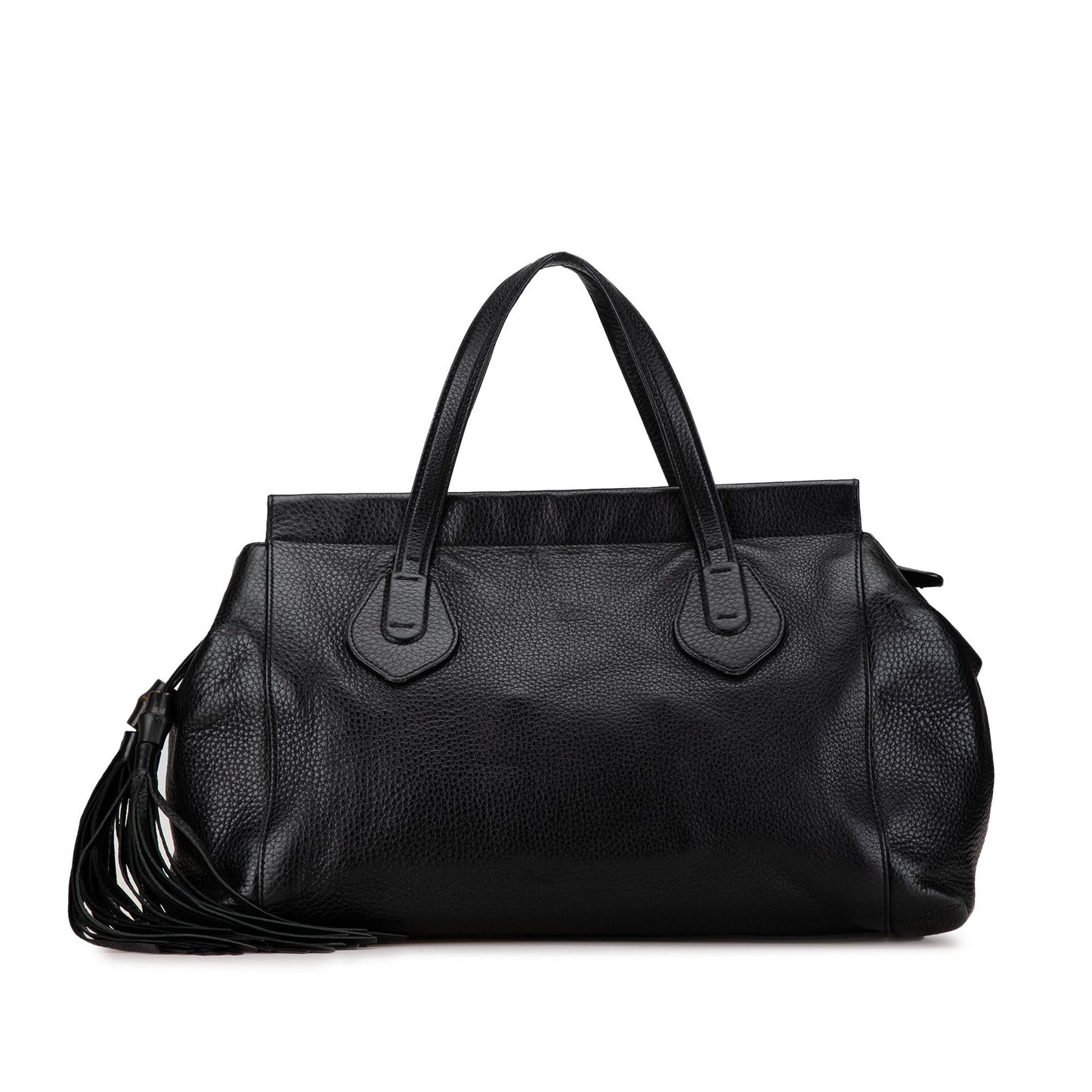 Gucci Lady Tassel SHG-D4URO6 Leather Calf Black Top Handle Satchel Bag