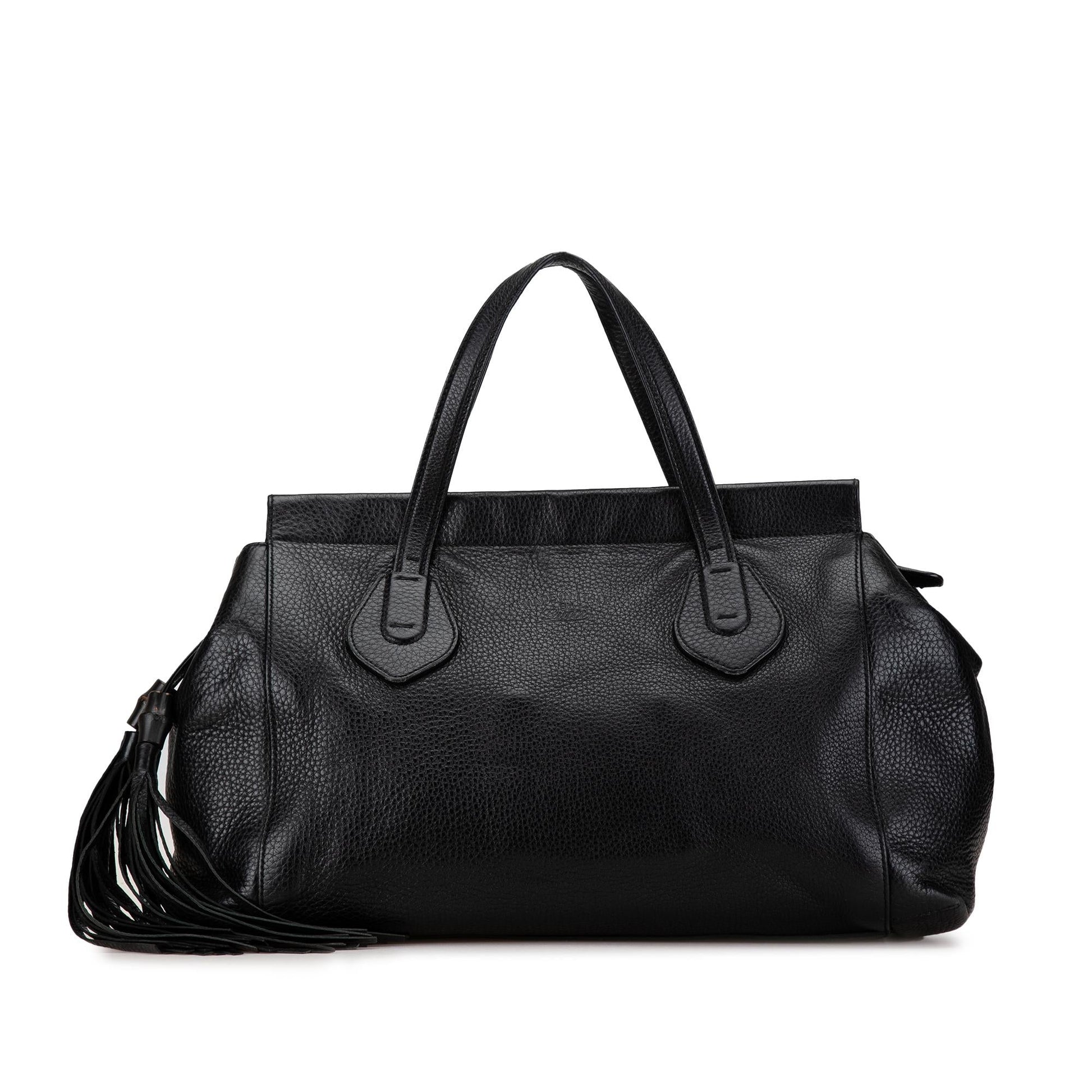 Gucci Lady Tassel SHG-D4URO6 Leather Calf Black Top Handle Satchel Bag