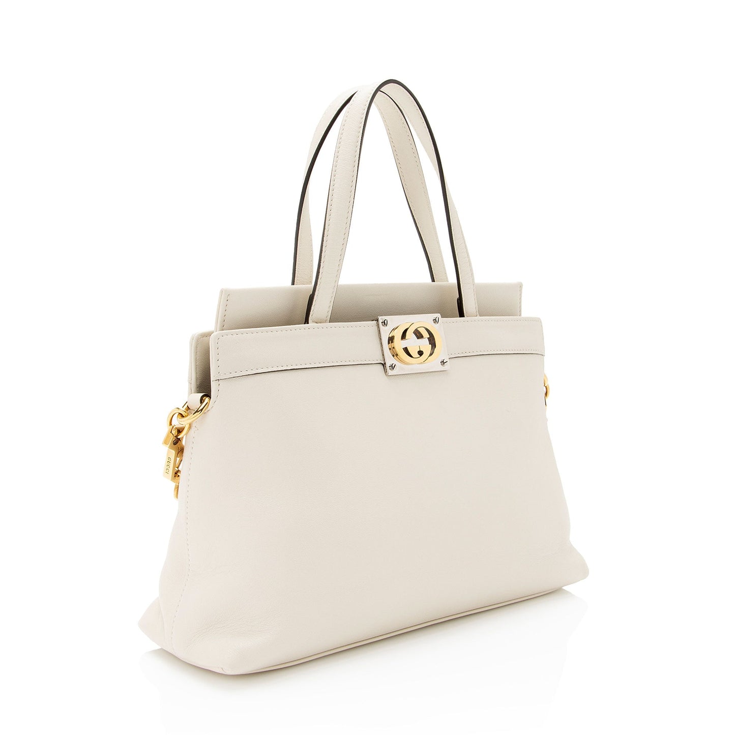Gucci Interlocking G SHF-sjQV4q Calf Calfskin White Top Handle Tote Bag