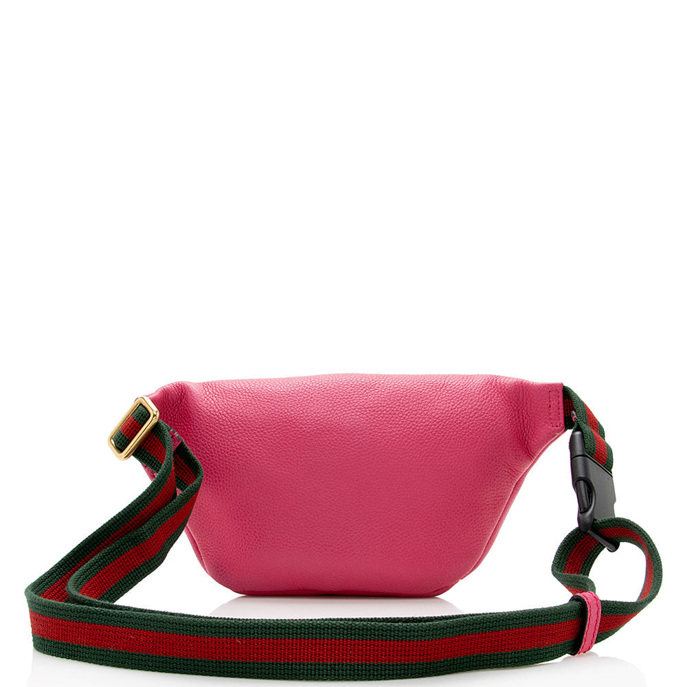 Gucci Belt SHF Leather Nylon Pink Logo Accessory