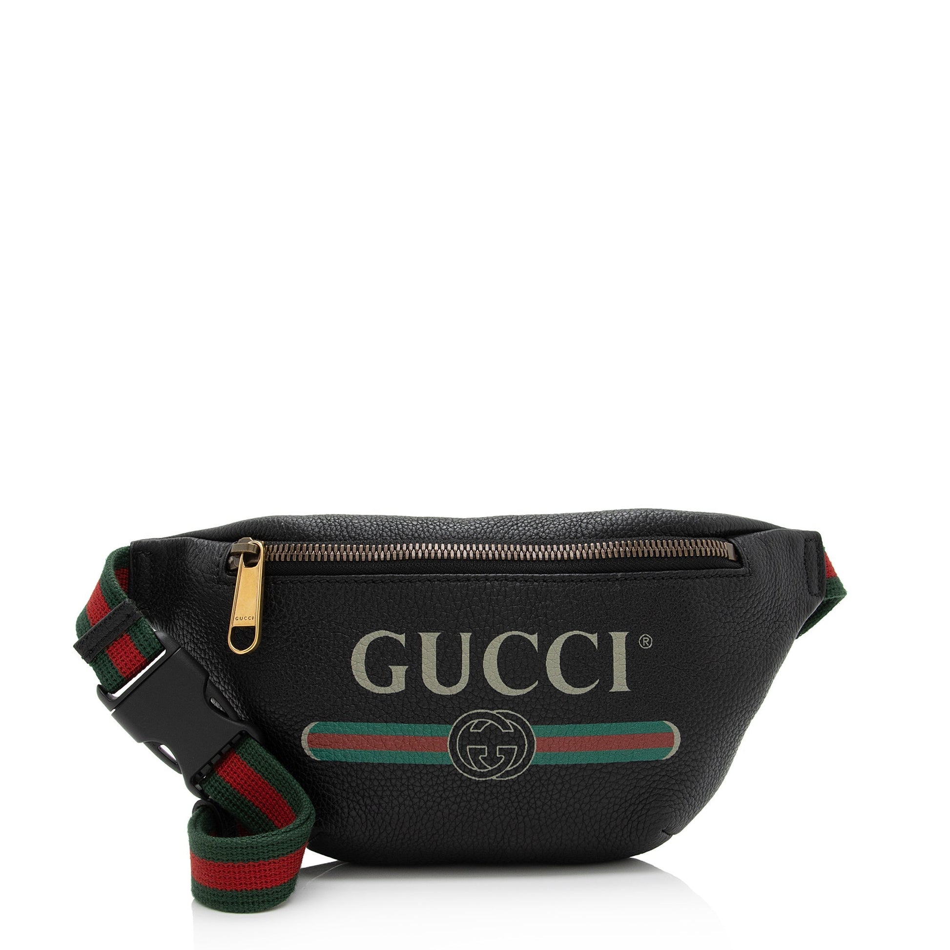 Gucci Belt SHF-9zS2VO Leather Nylon Black Logo Accessory