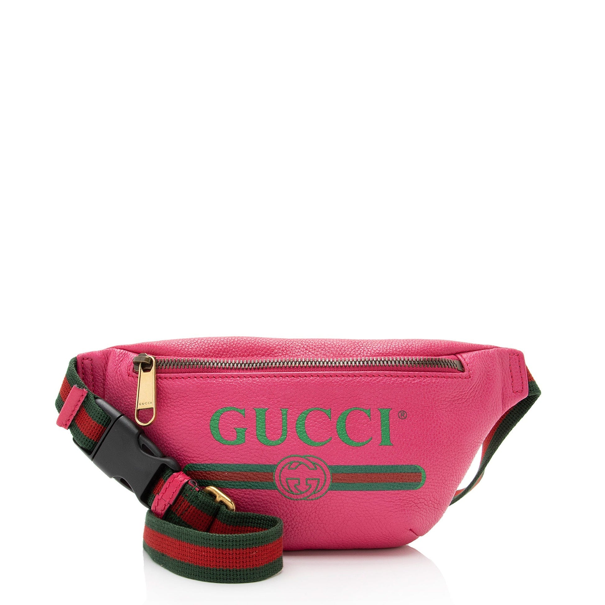 Gucci Belt SHF-tb0kKj Leather Nylon Pink Logo Accessory