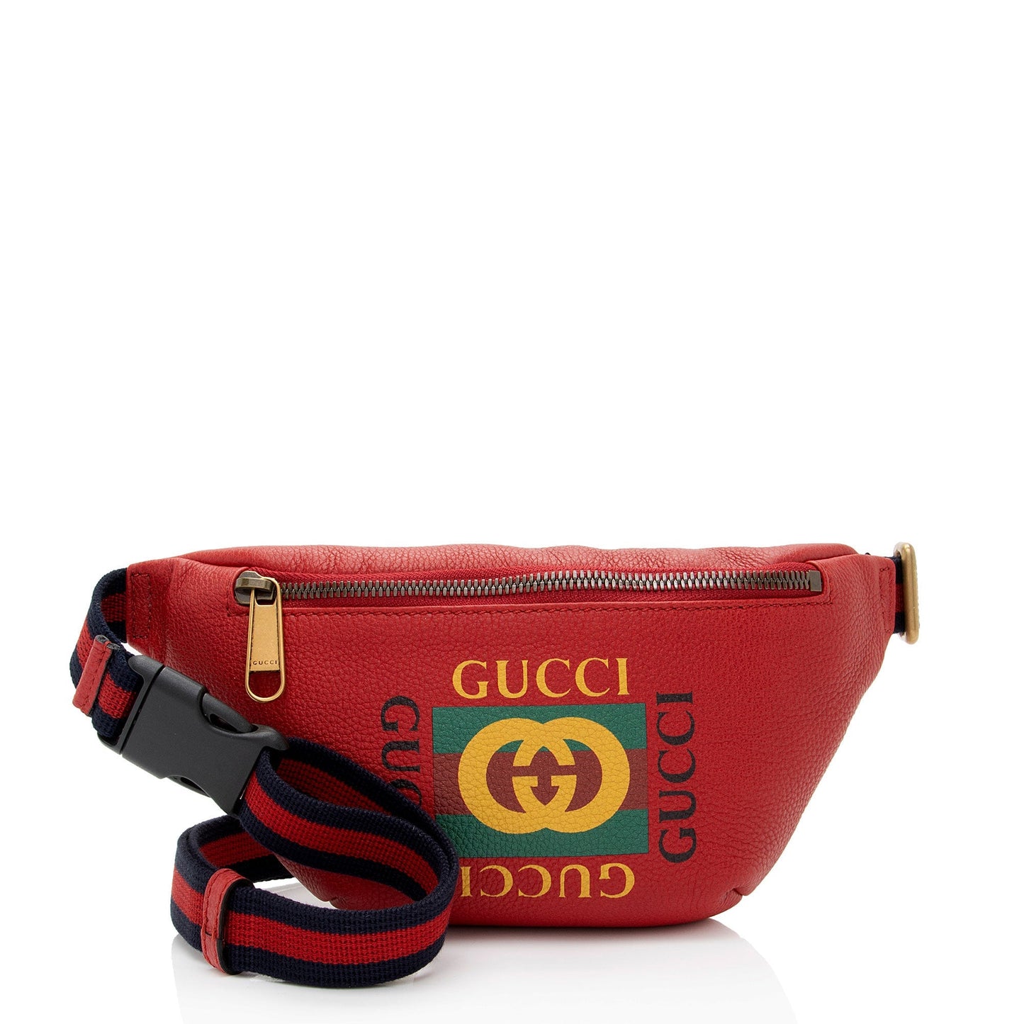 Gucci Belt SHF-hKYC3Q Leather Nylon Red Logo Accessory