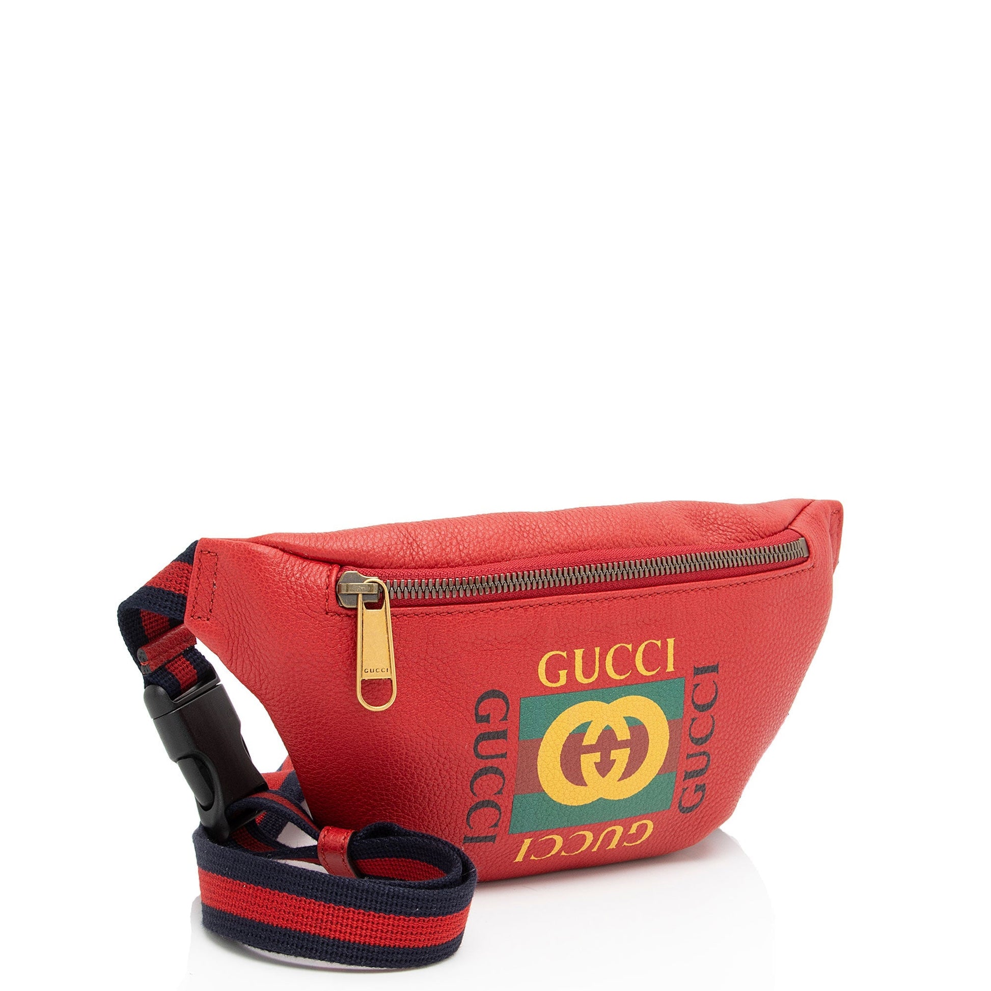 Gucci Belt Leather Nylon Red Logo Accessory