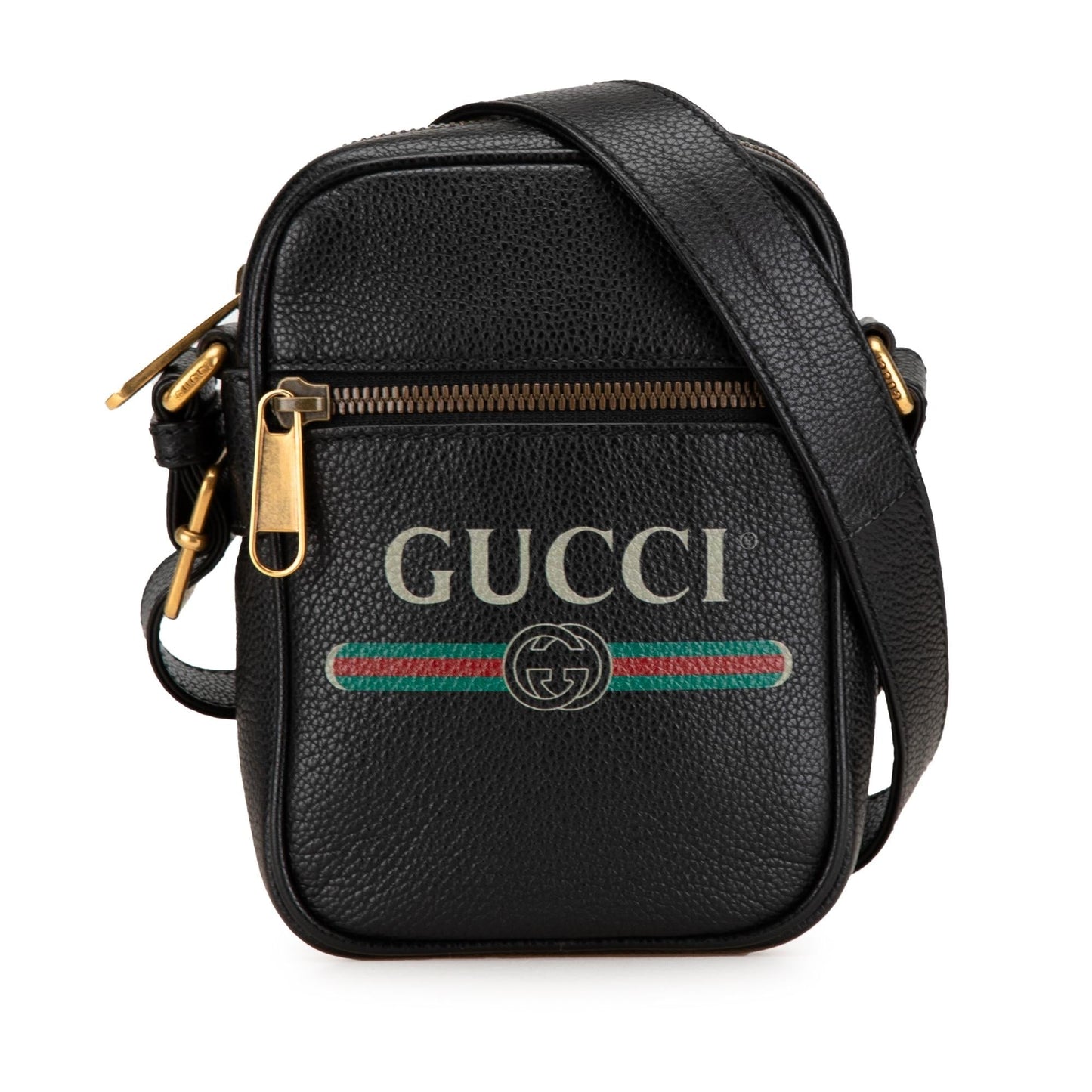 Gucci Leather Logo Calf Black Crossbody Bag