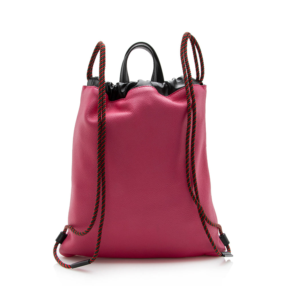 Gucci Drawstring Backpack SHF Leather Pink Logo Jewelry