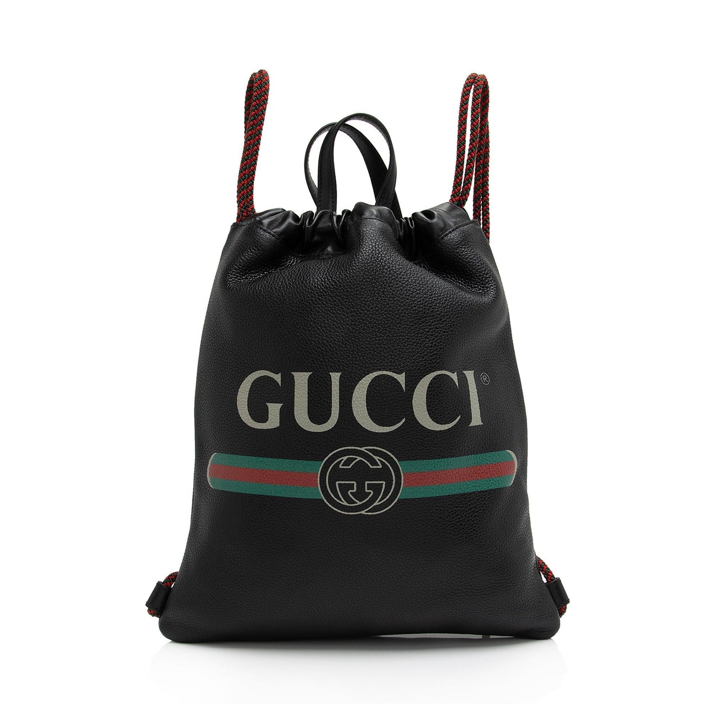 Gucci Drawstring Backpack SHF-Gg5KaW Leather Nylon Black Logo Jewelry