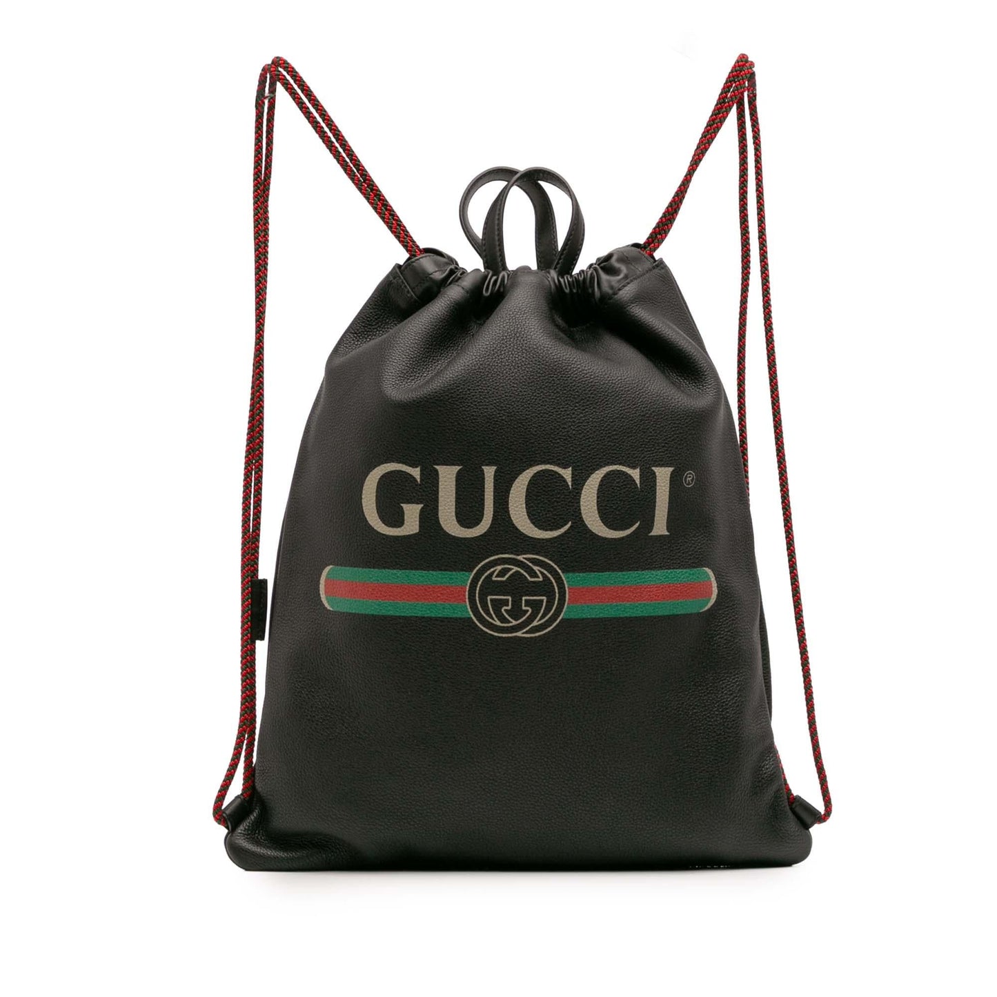 Gucci Drawstring Backpack Leather Logo Jewelry