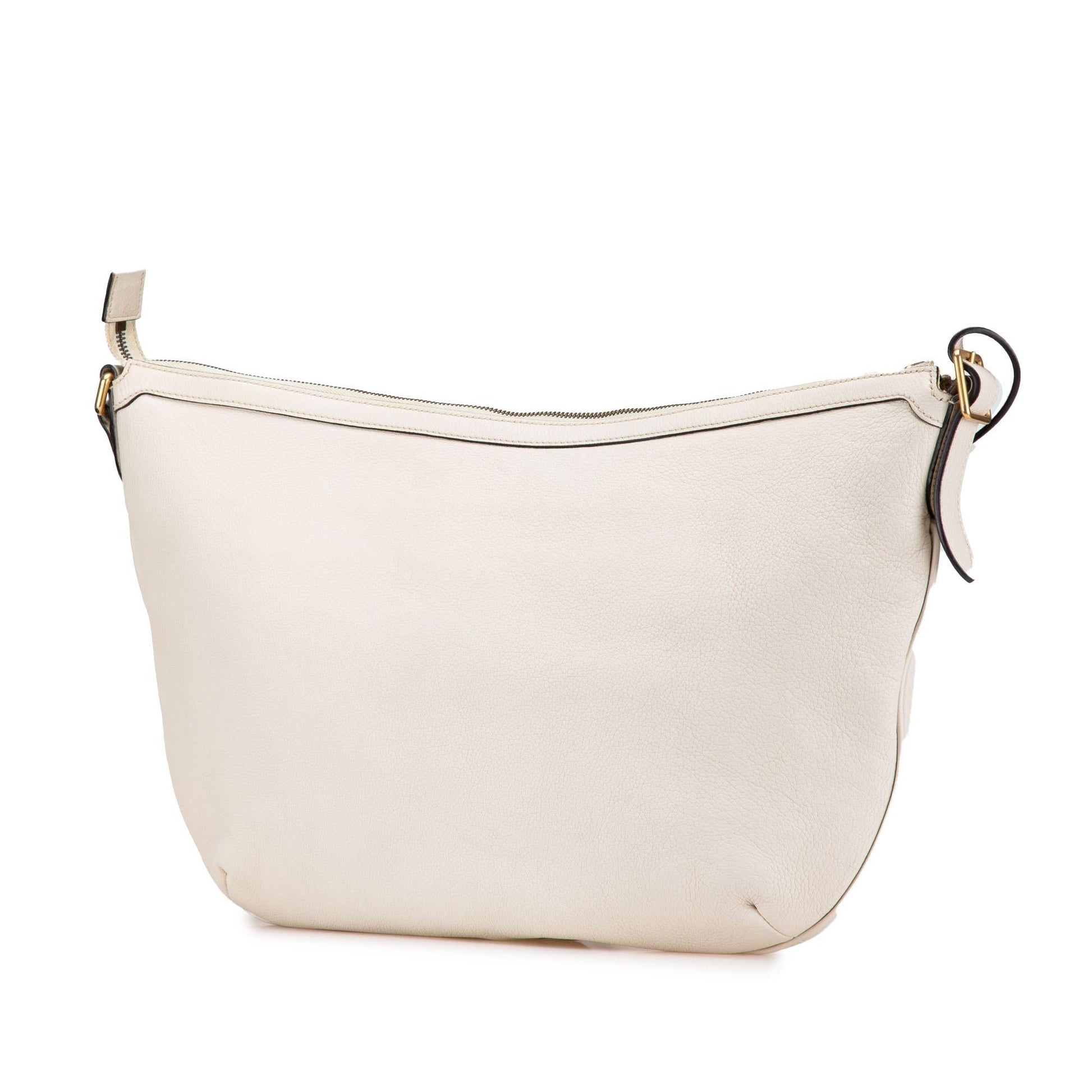 Gucci Half Moon Leather Calf White Logo Crossbody Bag Moon Crossbody