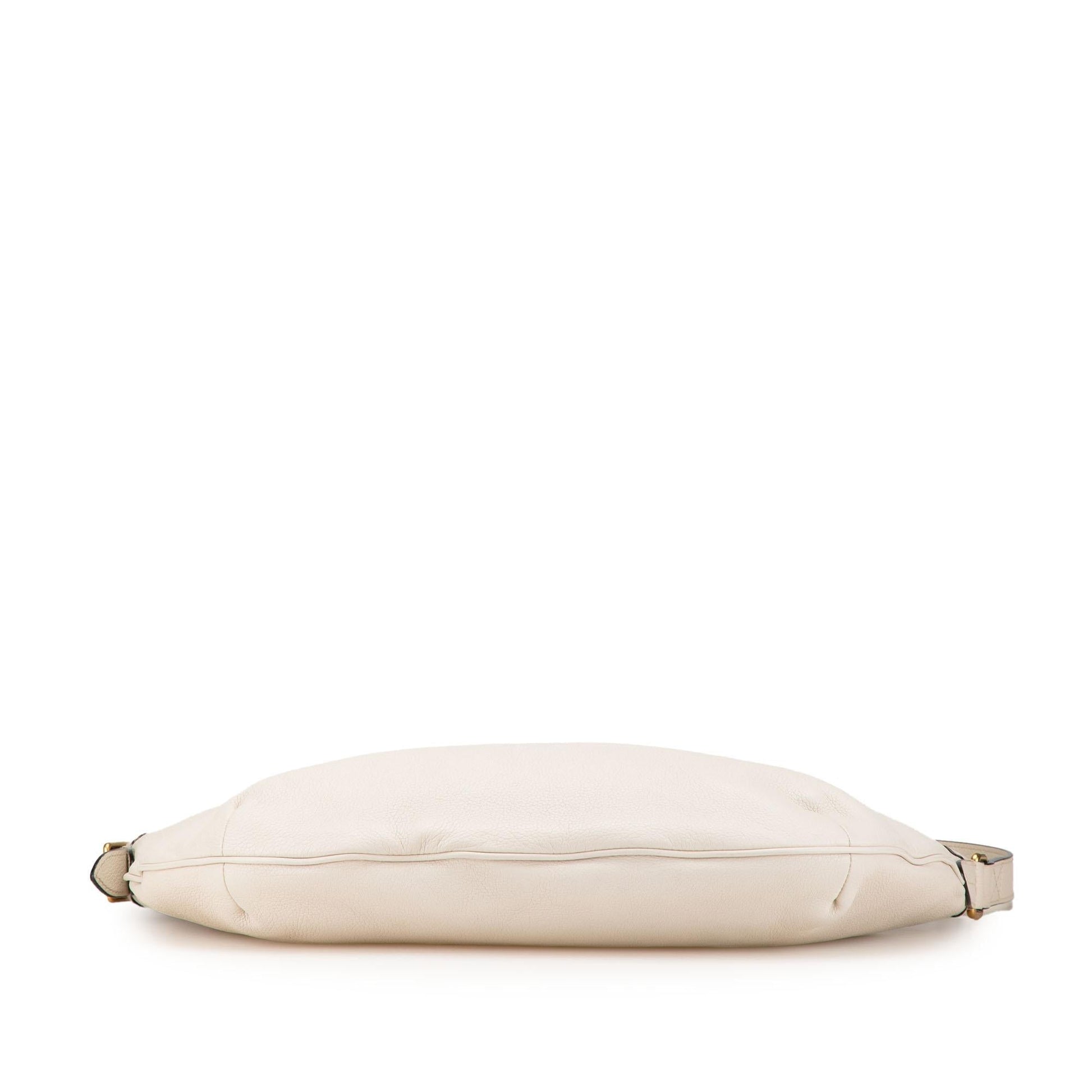 Gucci Half Moon Leather Calf White Logo Crossbody Bag