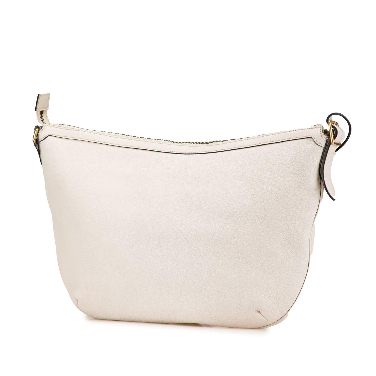 Gucci Half Moon Leather Calf White Logo Crossbody Bag