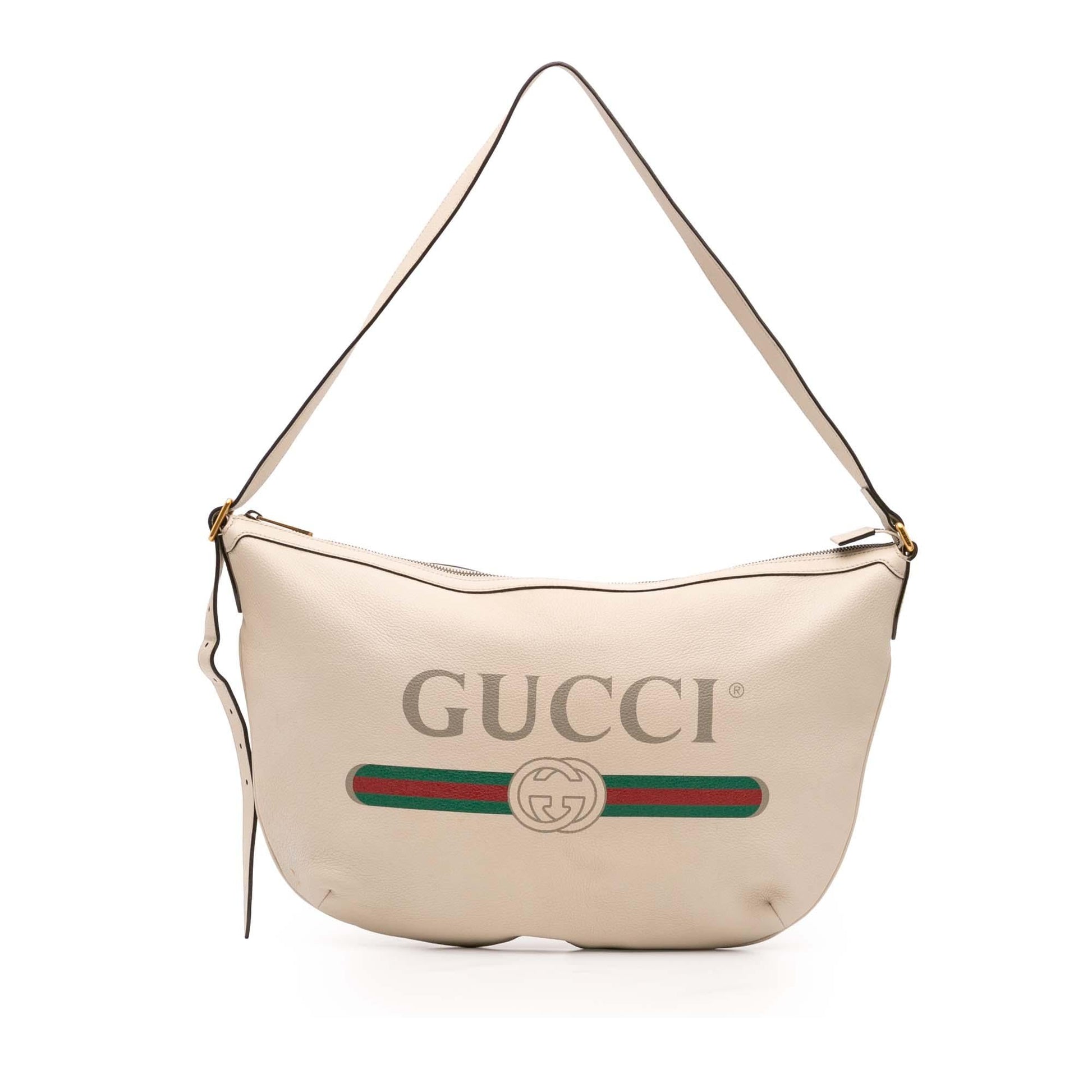 Gucci Half Moon Leather Logo Crossbody Bag