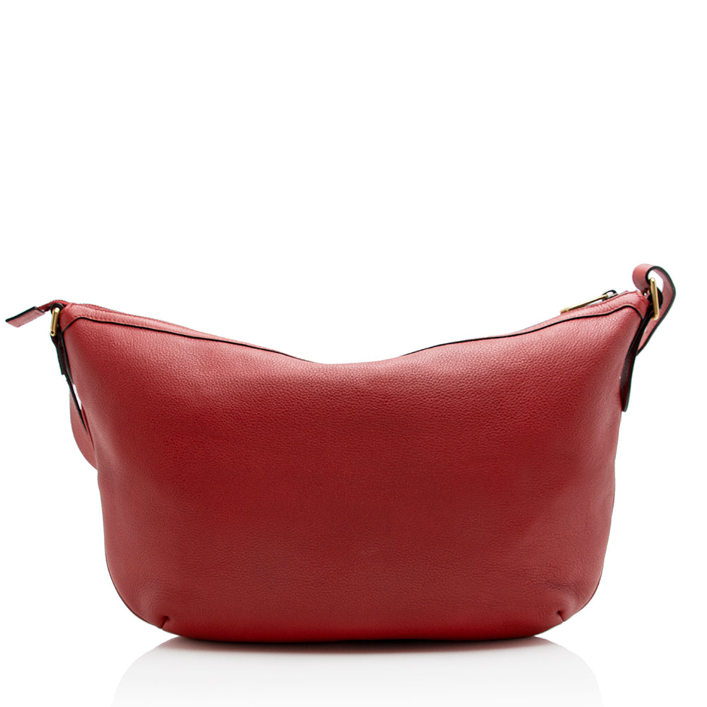 Gucci Half Moon Messenger SHF Leather Red Logo Shoulder Bag