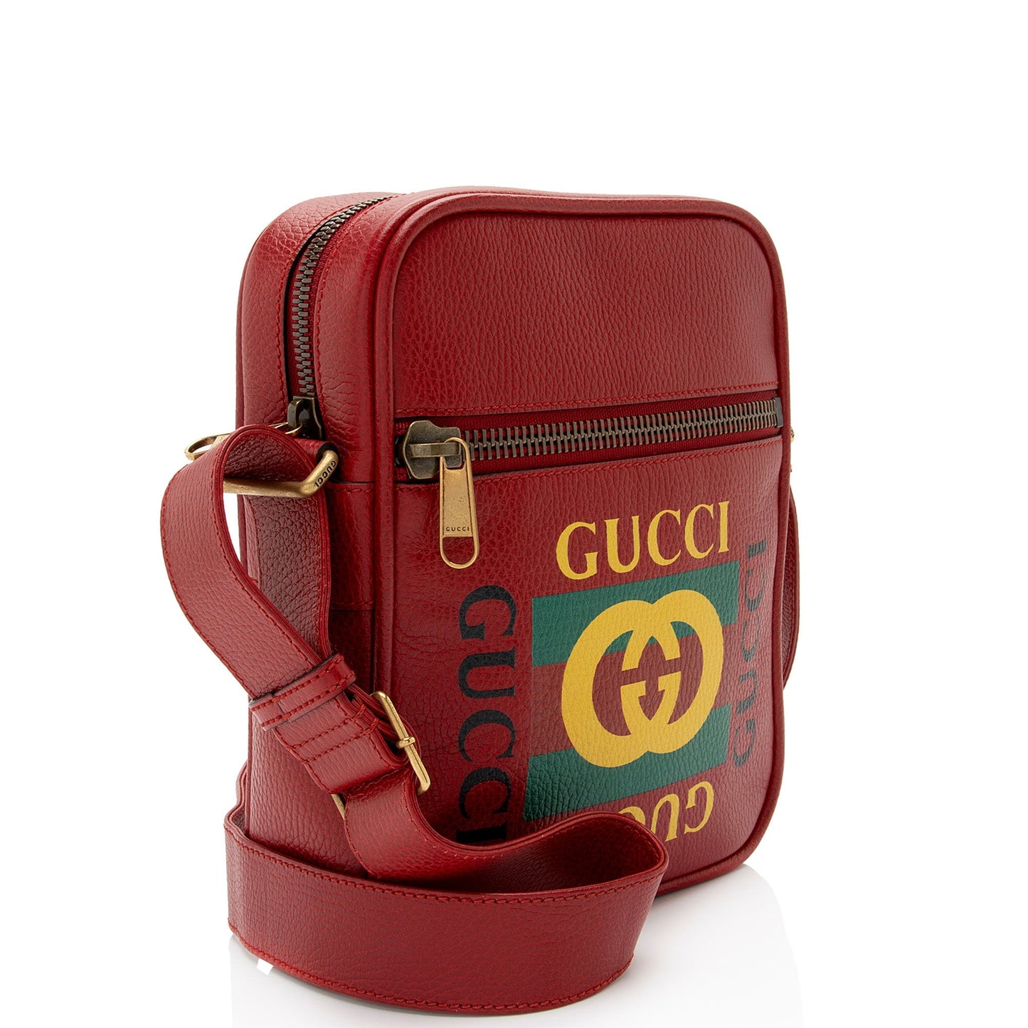 Gucci Messenger SHF-pLuM4p Leather Red Logo Shoulder Bag