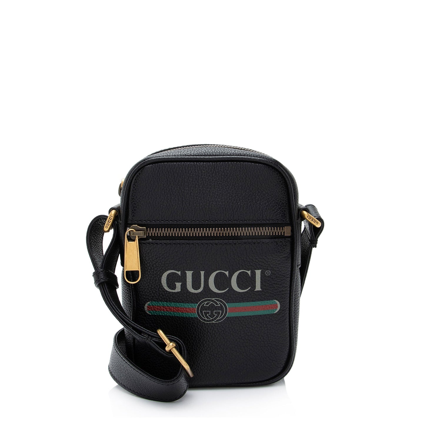 Gucci Messenger SHF-P3Milm Leather Black Mini Logo Shoulder Bag