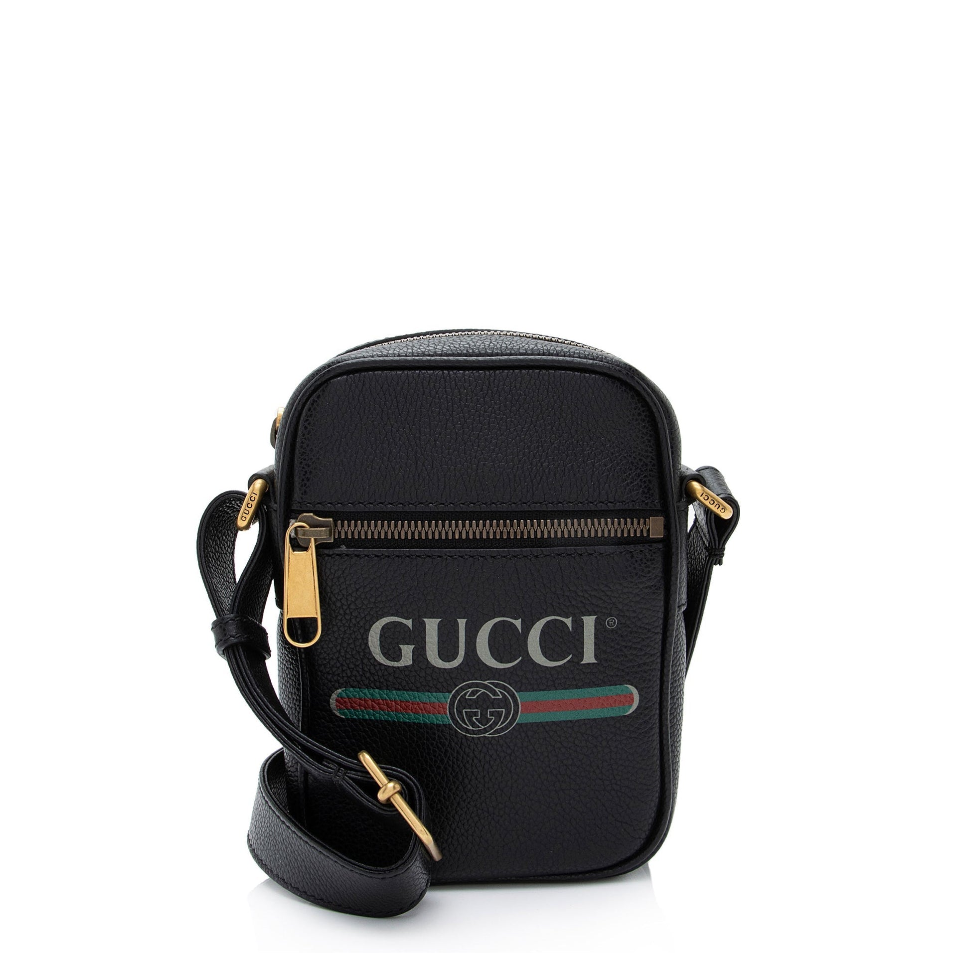 Gucci Messenger SHF-P3Milm Leather Black Mini Logo Shoulder Bag