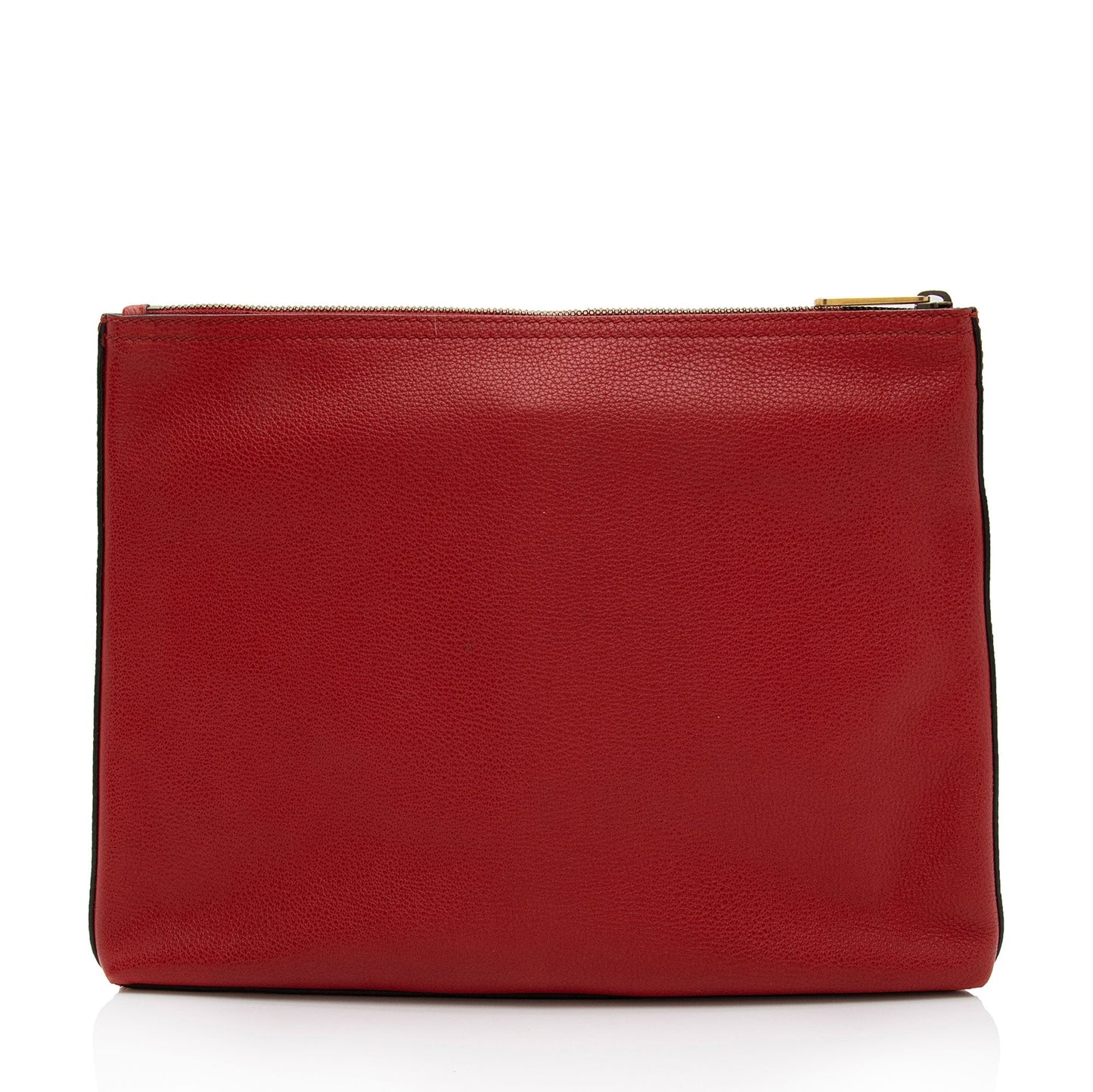 Gucci Zip Pouch SHF-x1B73m Leather Red Logo Clutch Bag