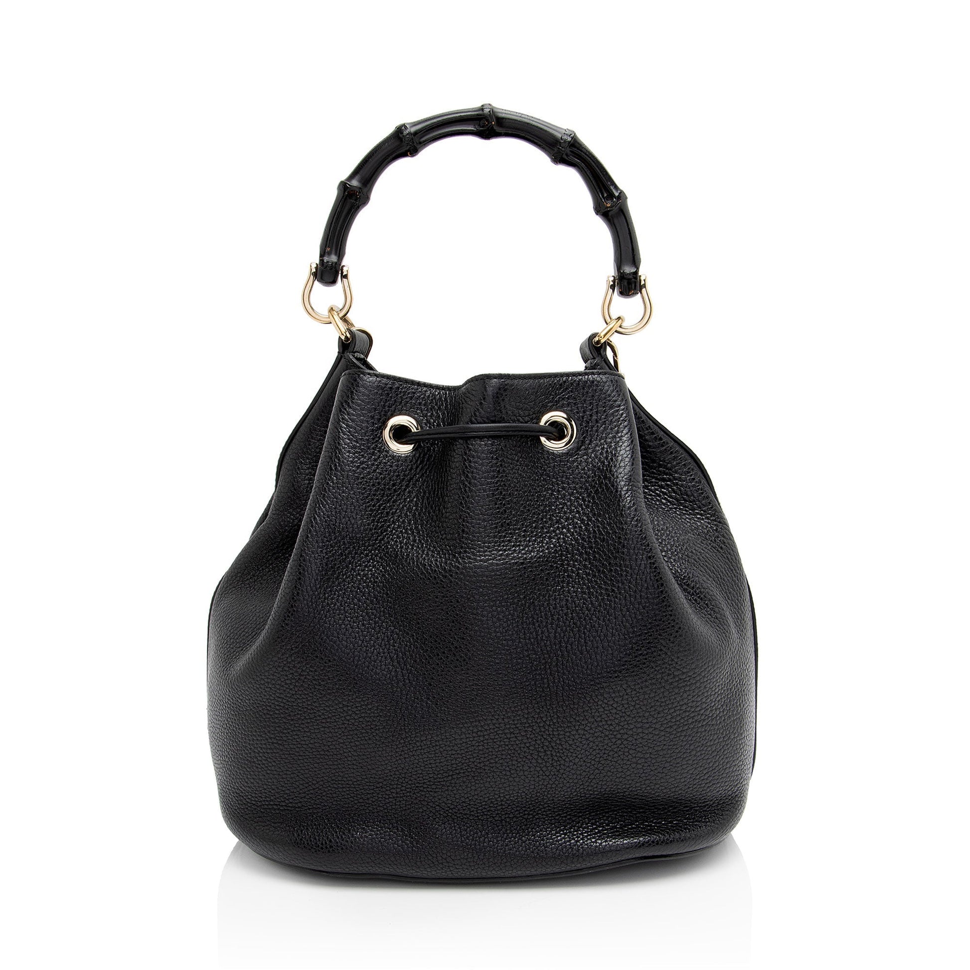 Gucci Miss Bamboo Leather Black Bucket Shoulder Bag