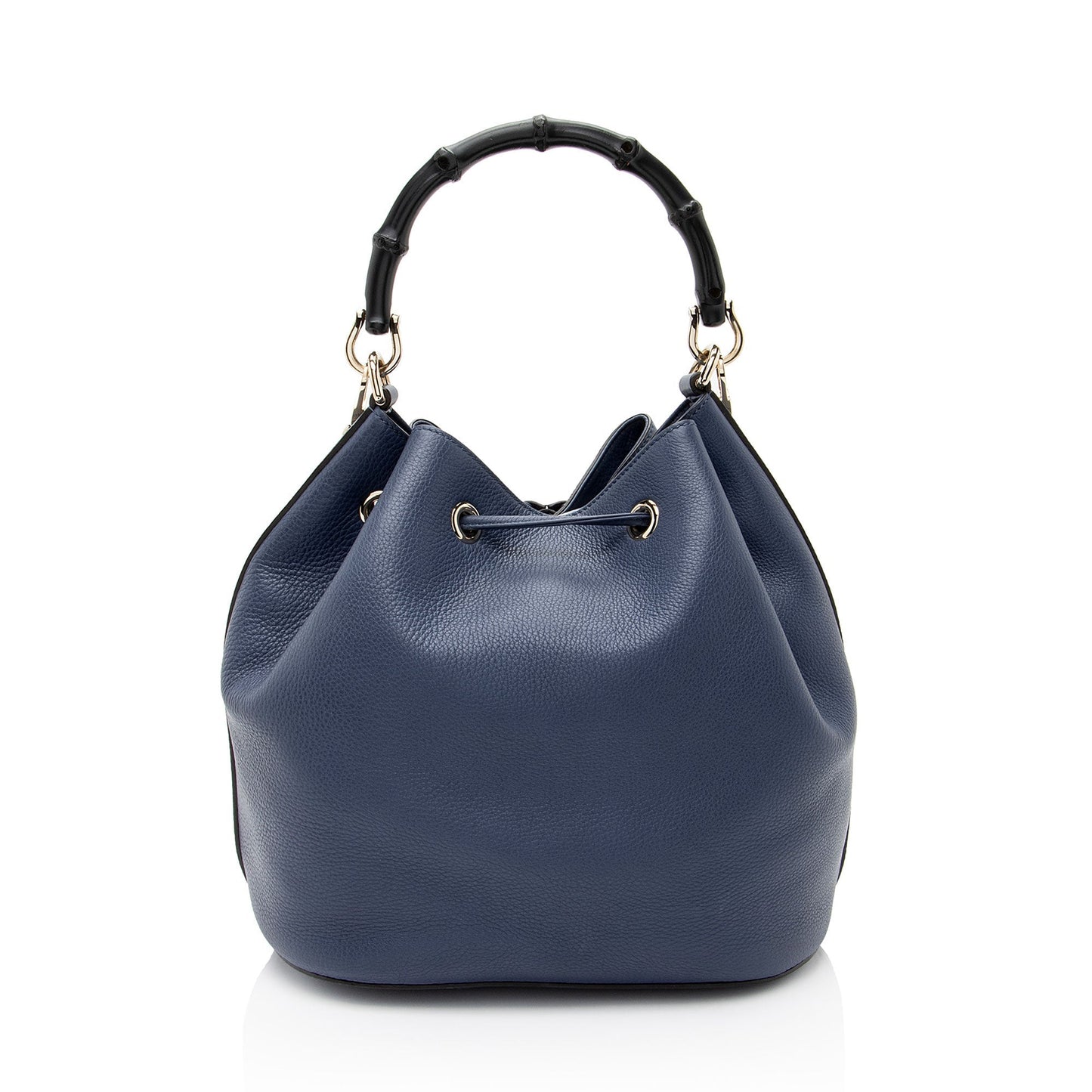 Gucci Miss Bamboo Leather Blue Bucket Shoulder Bag