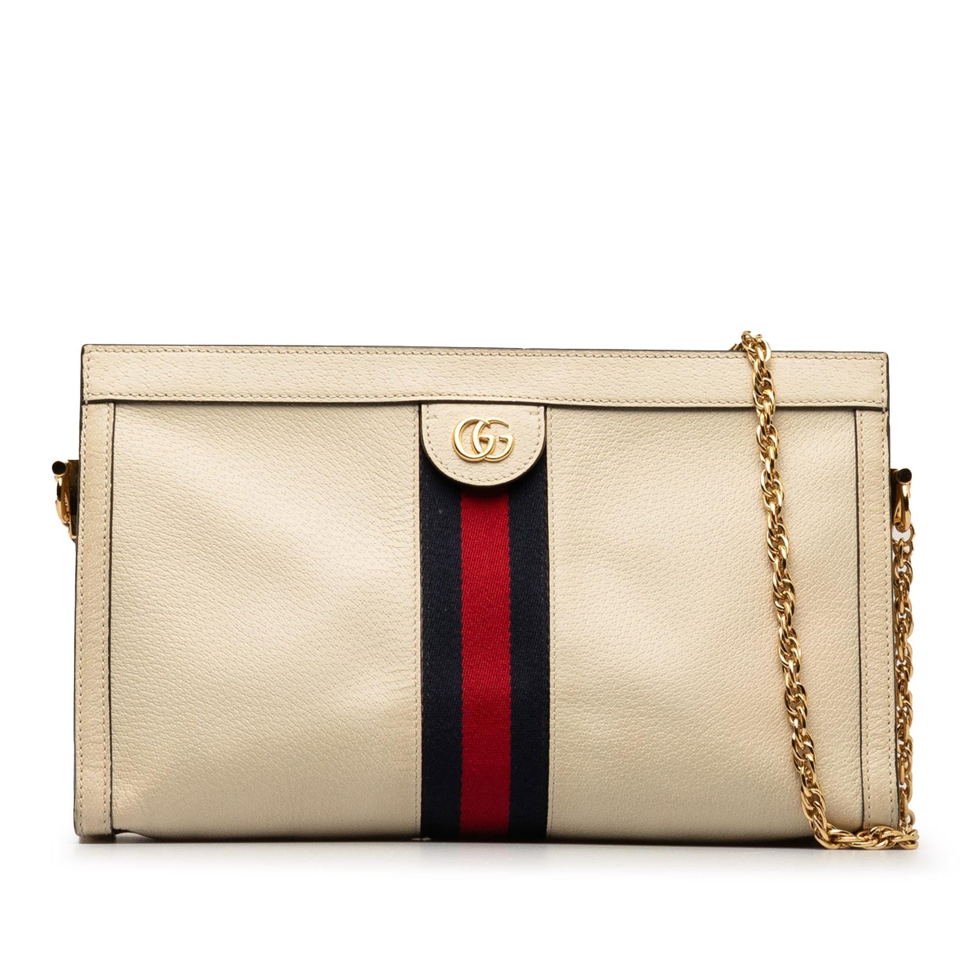 Gucci Ophidia Leather Calf White Chain Crossbody Bag